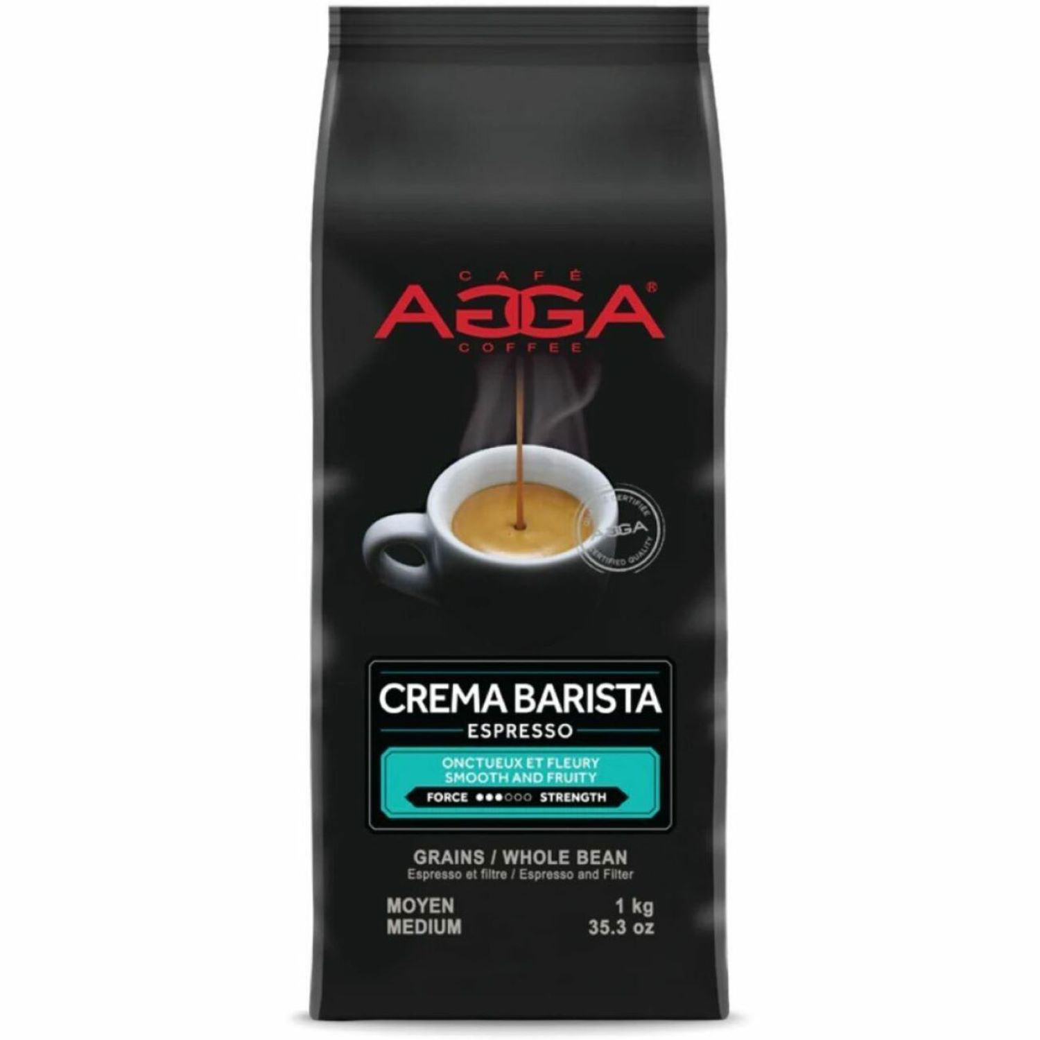 Grains entiers de torréfaction moyenne Crema Barista Espresso d'Agga - 35,3 oz