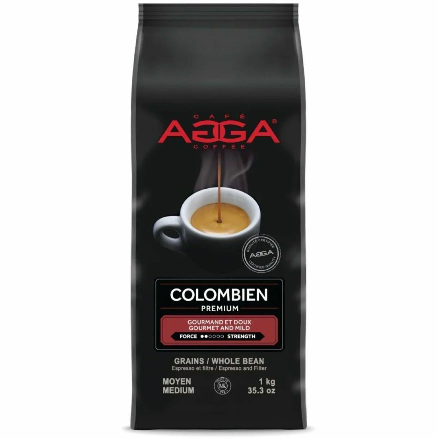 Agga Colombien Premium Medium/Dark Roast Espresso Whole Beans - 35.3oz