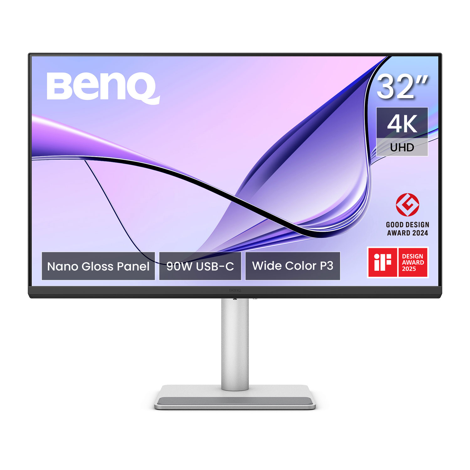 Moniteur DEL IPS Ultra HD 4K 60 Hz GàG 5 ms 31,5 po Nano Gloss de BenQ pour MacBook - Argenté