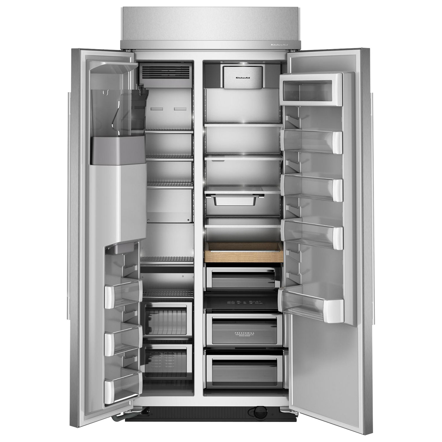 Réfrigérateur à congélateur juxtaposé 20,8 pi³ 36 po avec distributeur d'eau et de glaçons de KitchenAid - Acier inoxydable