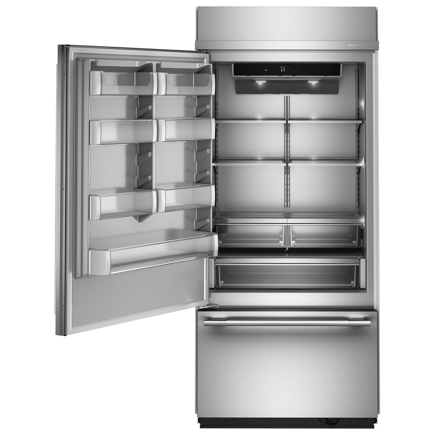 Réfrigérateur à congélateur inférieur 20,8 pi³ 36 po de KitchenAid - Acier inoxydable avec fini PrintShield