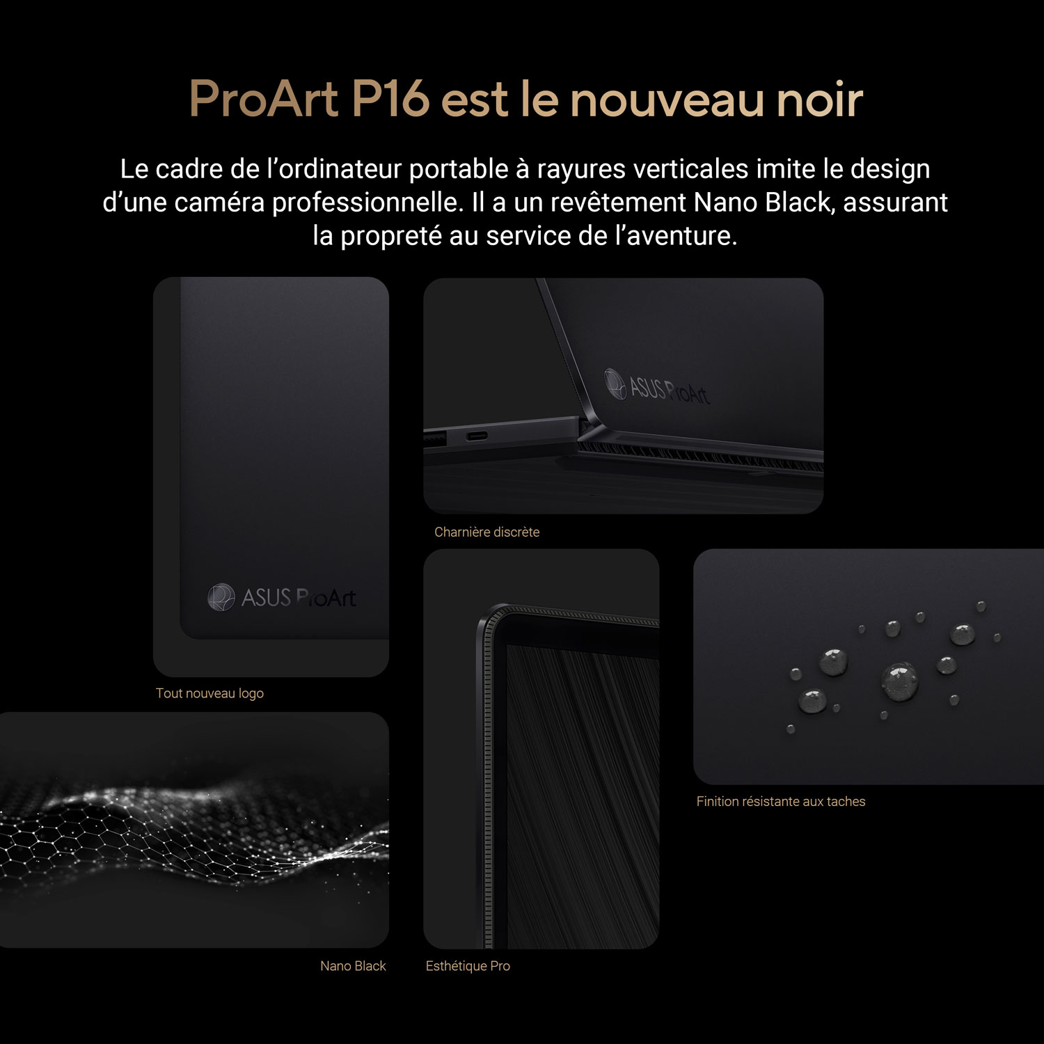 Portable à écran tactile ProArt P16 de 16 po d'ASUS - Noir nano