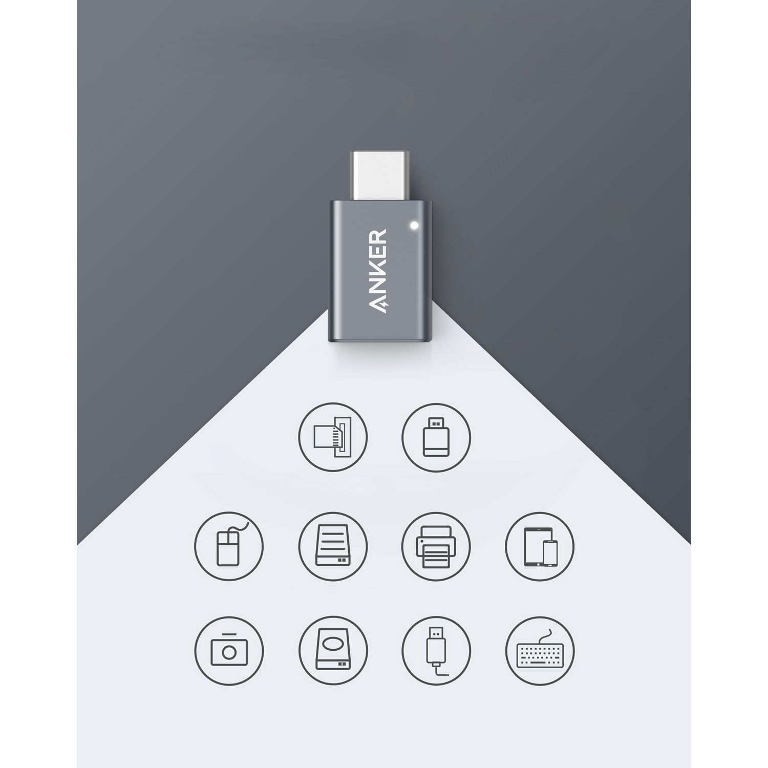 Anker USB-A to USB-C Adapter (B8731JA1-5) - 2-Pack - Grey | Best