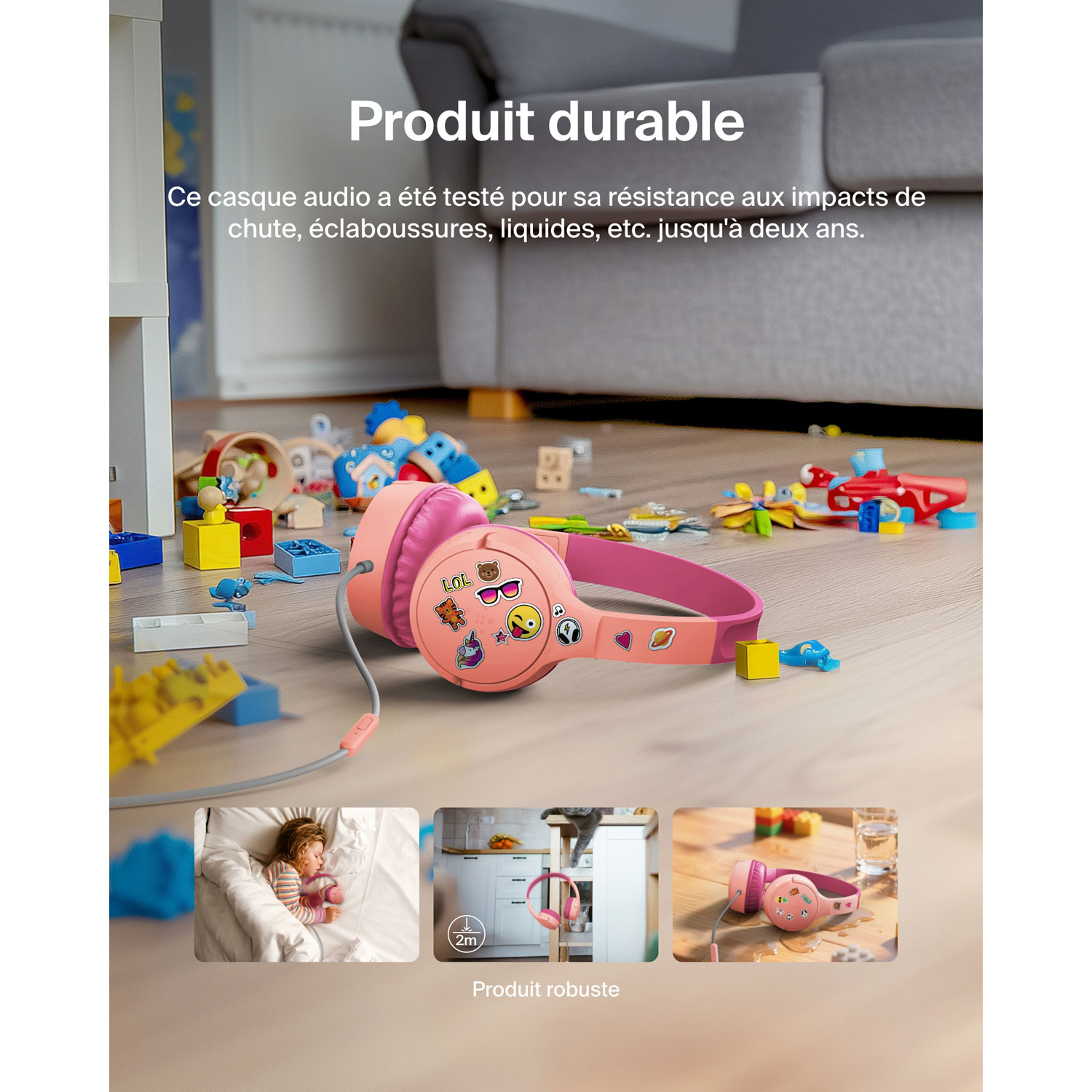 Belkin SoundForm Mini Over-Ear Noise Cancelling Wired Kids Headphones - Pink