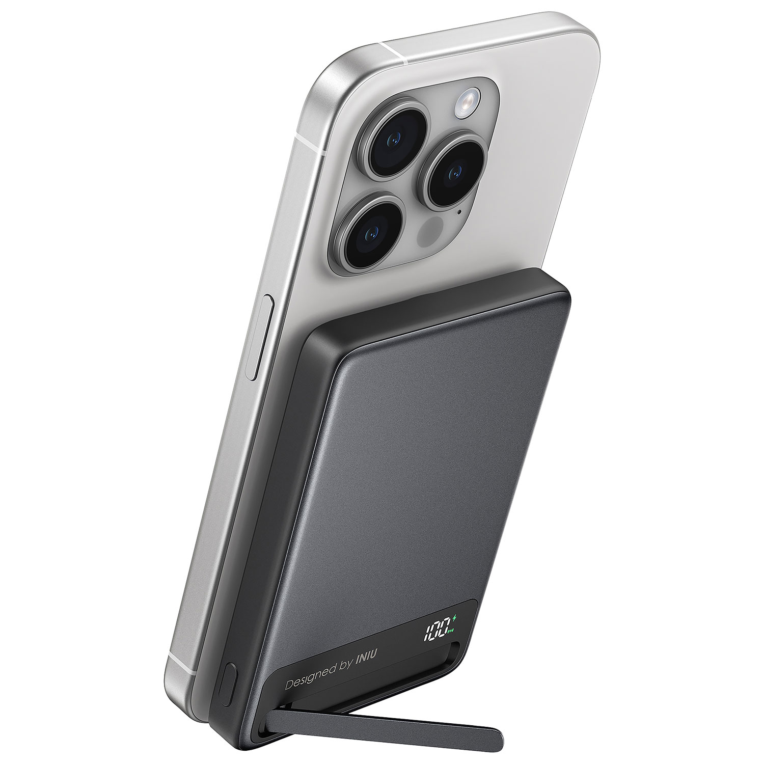 Chargeur portable ultramince USB-C PD 45 W 10000 mAh MagPro d'INIU avec chargement Qi2 sans fil et MagSafe - Noir