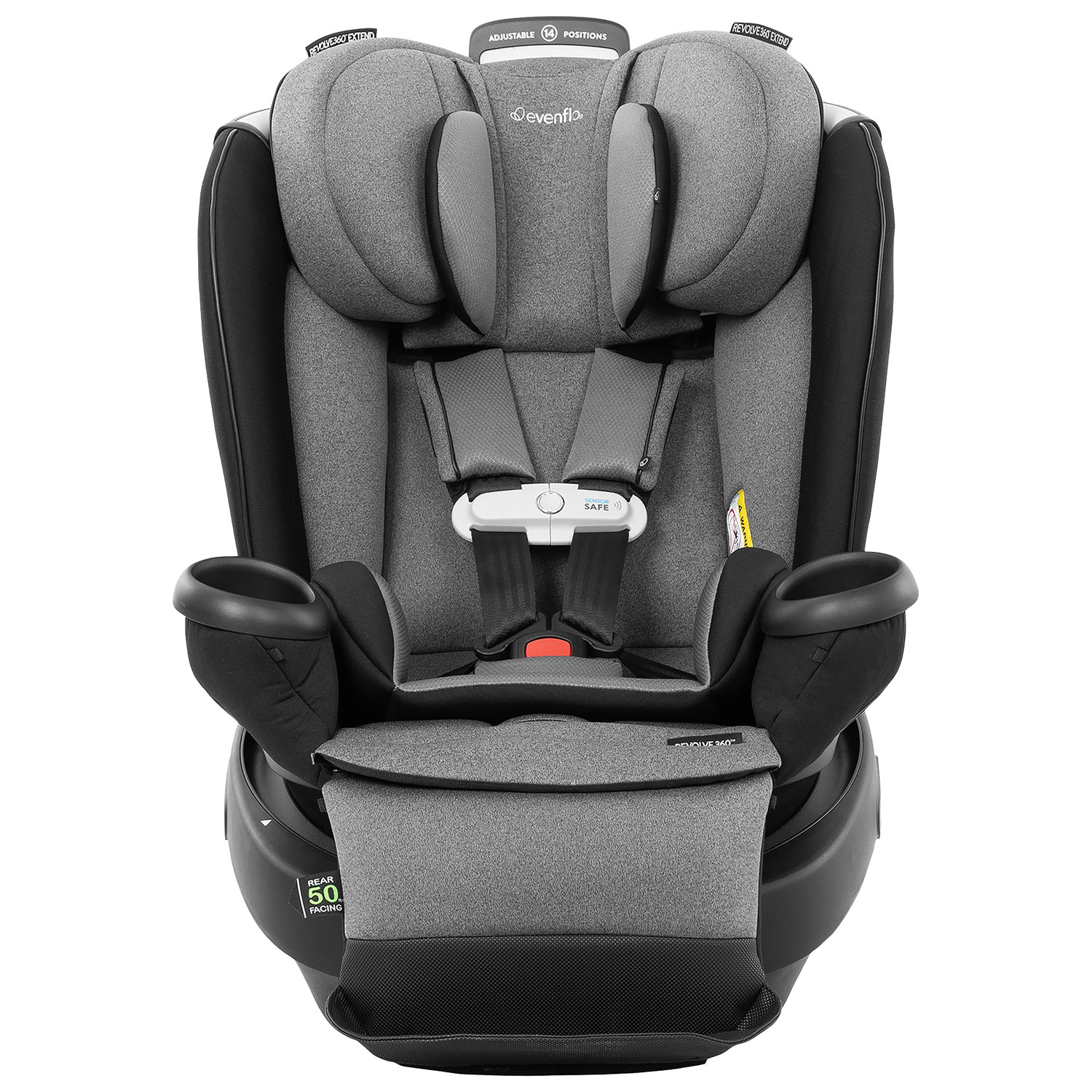Evenflo Gold Revolve360 Extend All-in-One Convertible High-back Booster Car Seat w/ SensorSafe - Moonstone Grey
