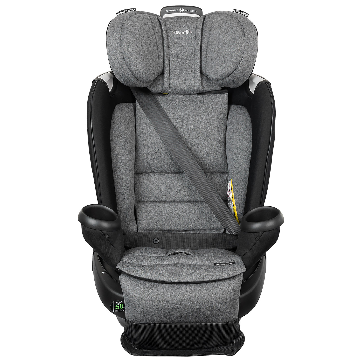 Evenflo Gold Revolve360 Extend All-in-One Convertible High-back Booster Car Seat w/ SensorSafe - Moonstone Grey