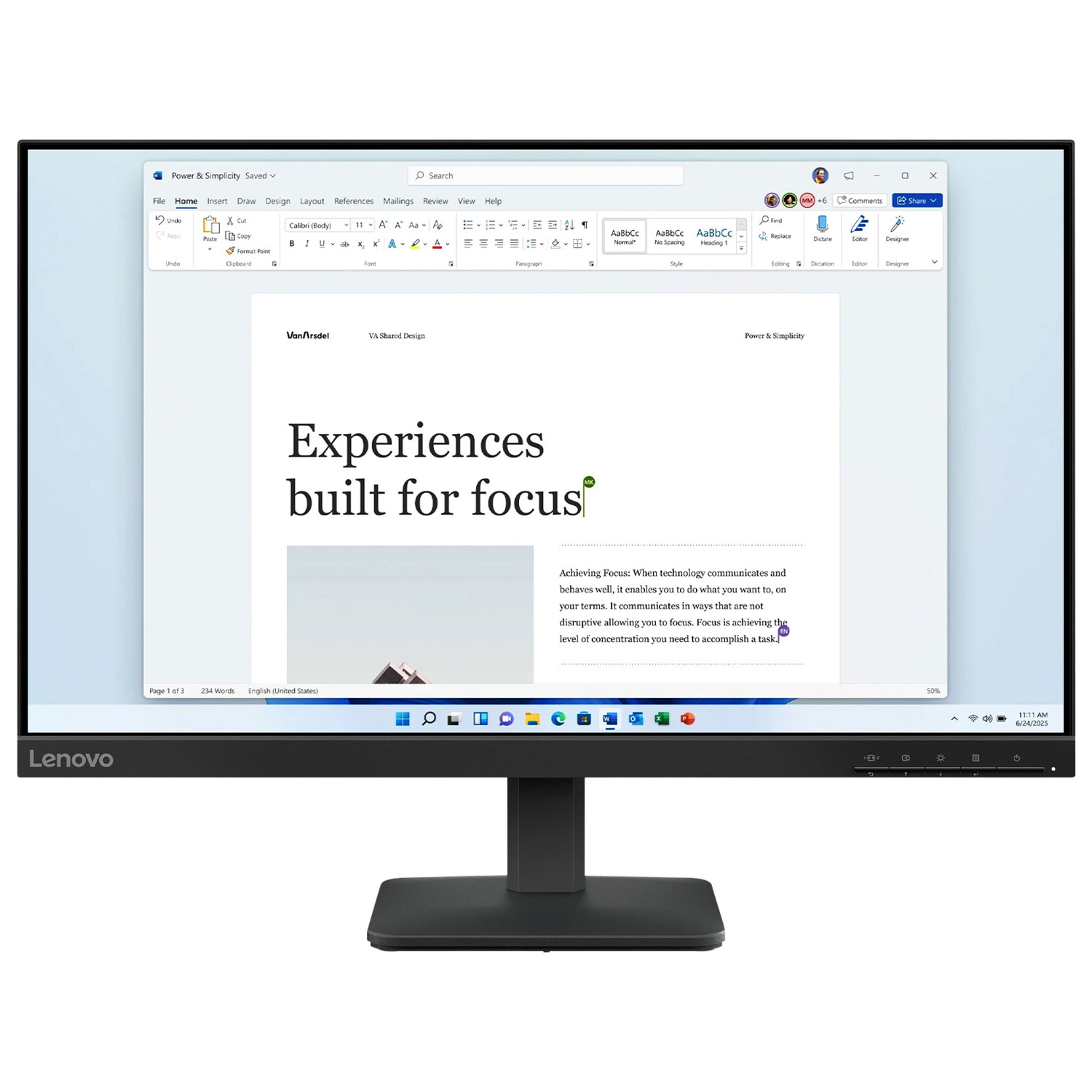 Moniteur DEL IPS GàG 6 ms 100 Hz de 24 po de Lenovo - Noir corbeau