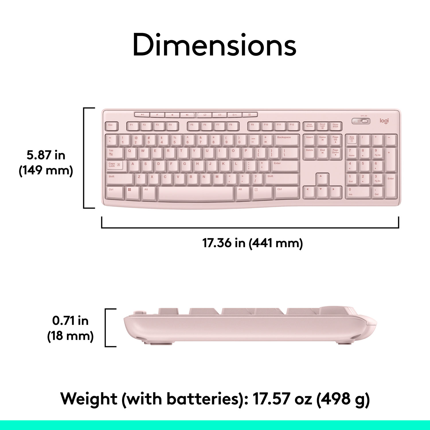 Logitech MK270 Wireless Keyboard & Mouse Combo - Pink - English
