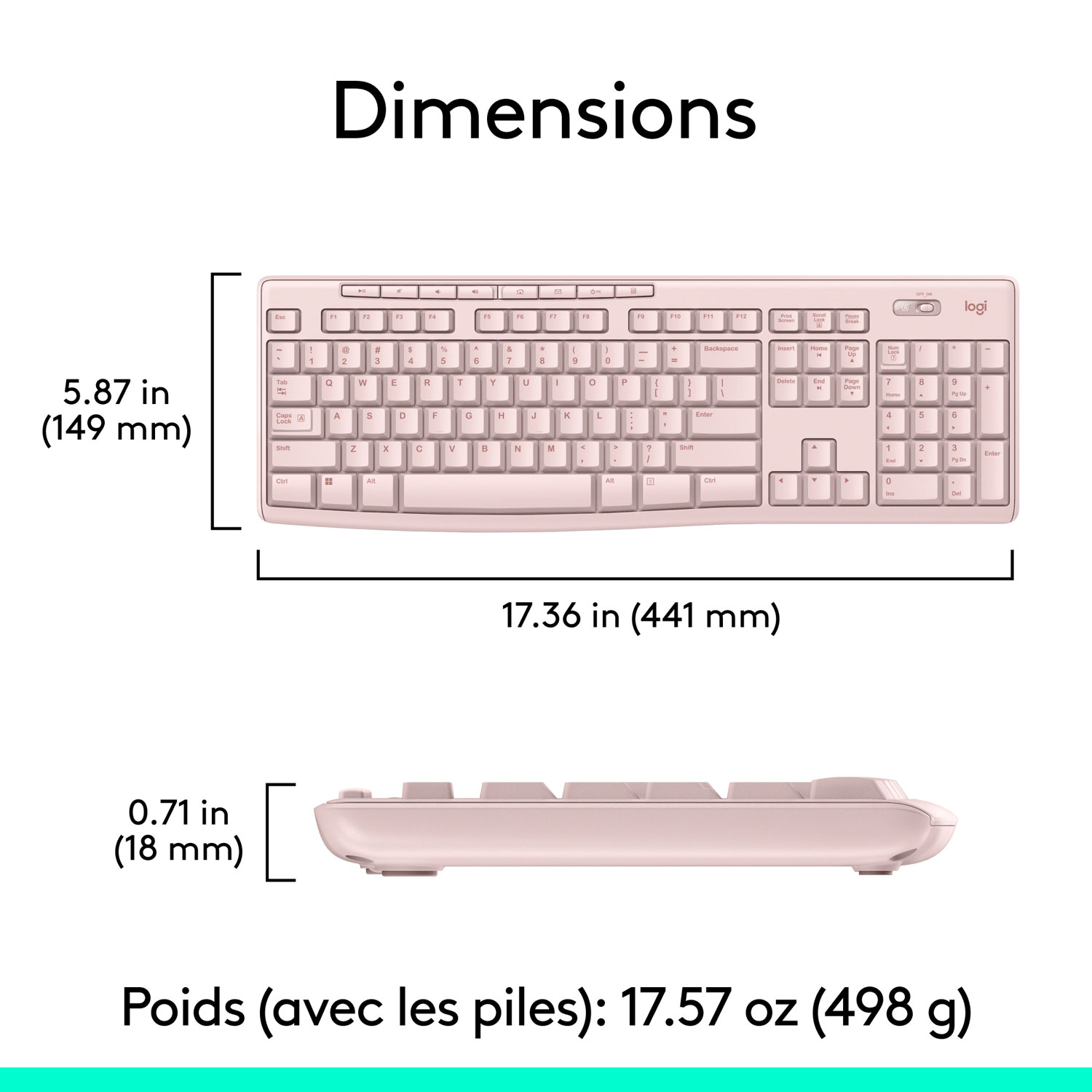 Logitech MK270 Wireless Keyboard & Mouse Combo - Pink - English