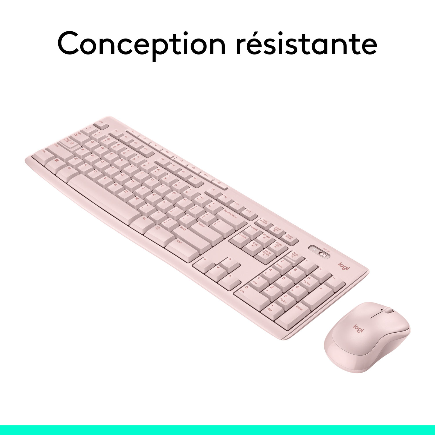 Logitech MK270 Wireless Keyboard & Mouse Combo - Pink - English