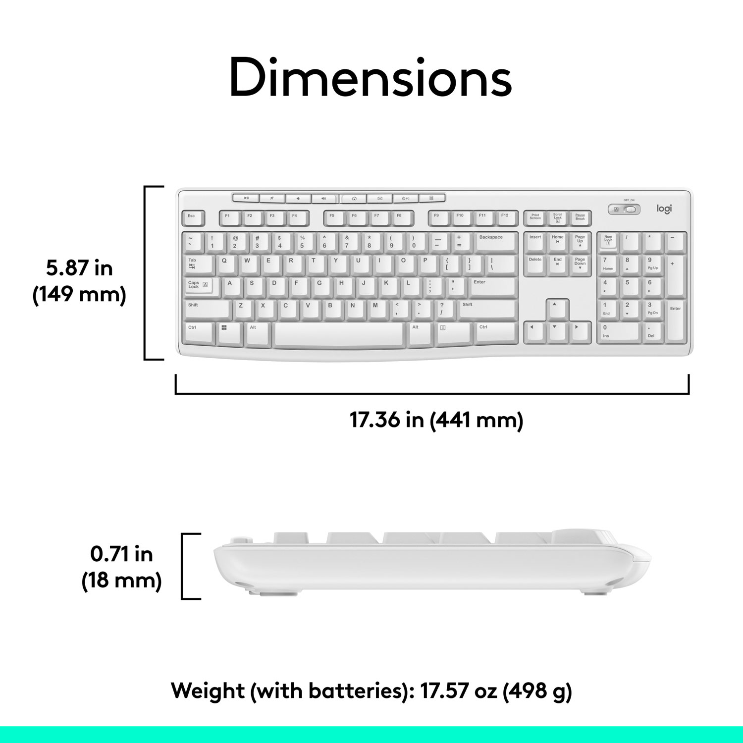 Logitech MK270 Wireless Keyboard & Mouse Combo - White - English