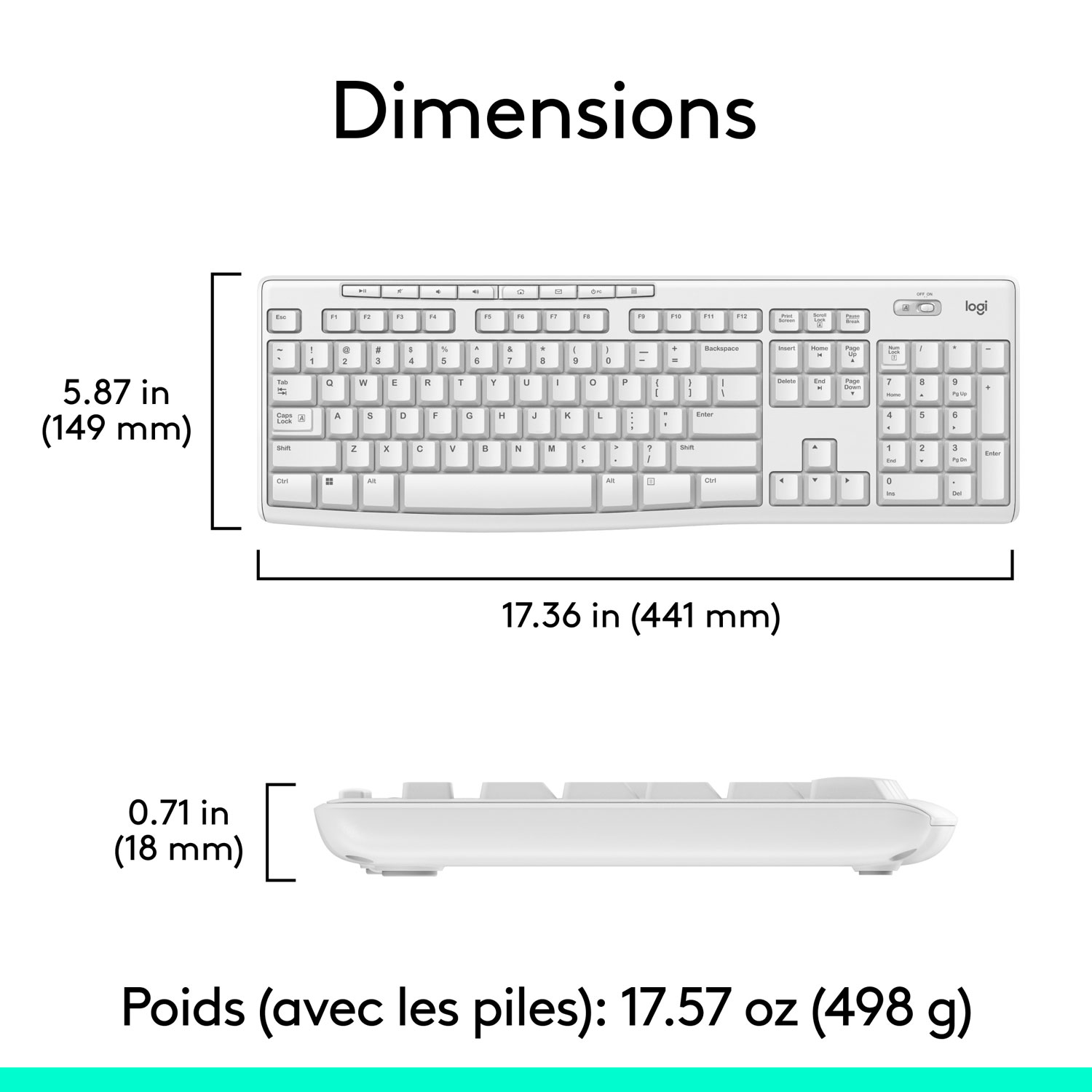 Logitech MK270 Wireless Keyboard & Mouse Combo - White - English