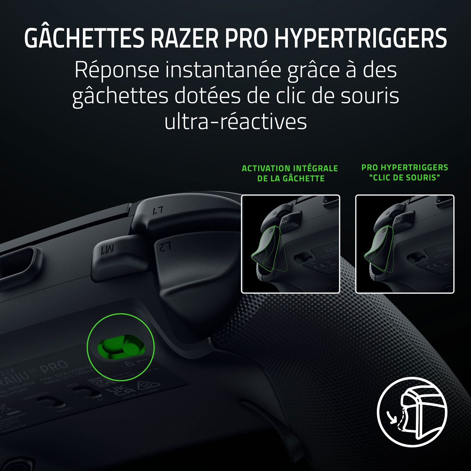 Manette sans fil Raiju V3 Pro de Razer pour PS5/PC - Noir