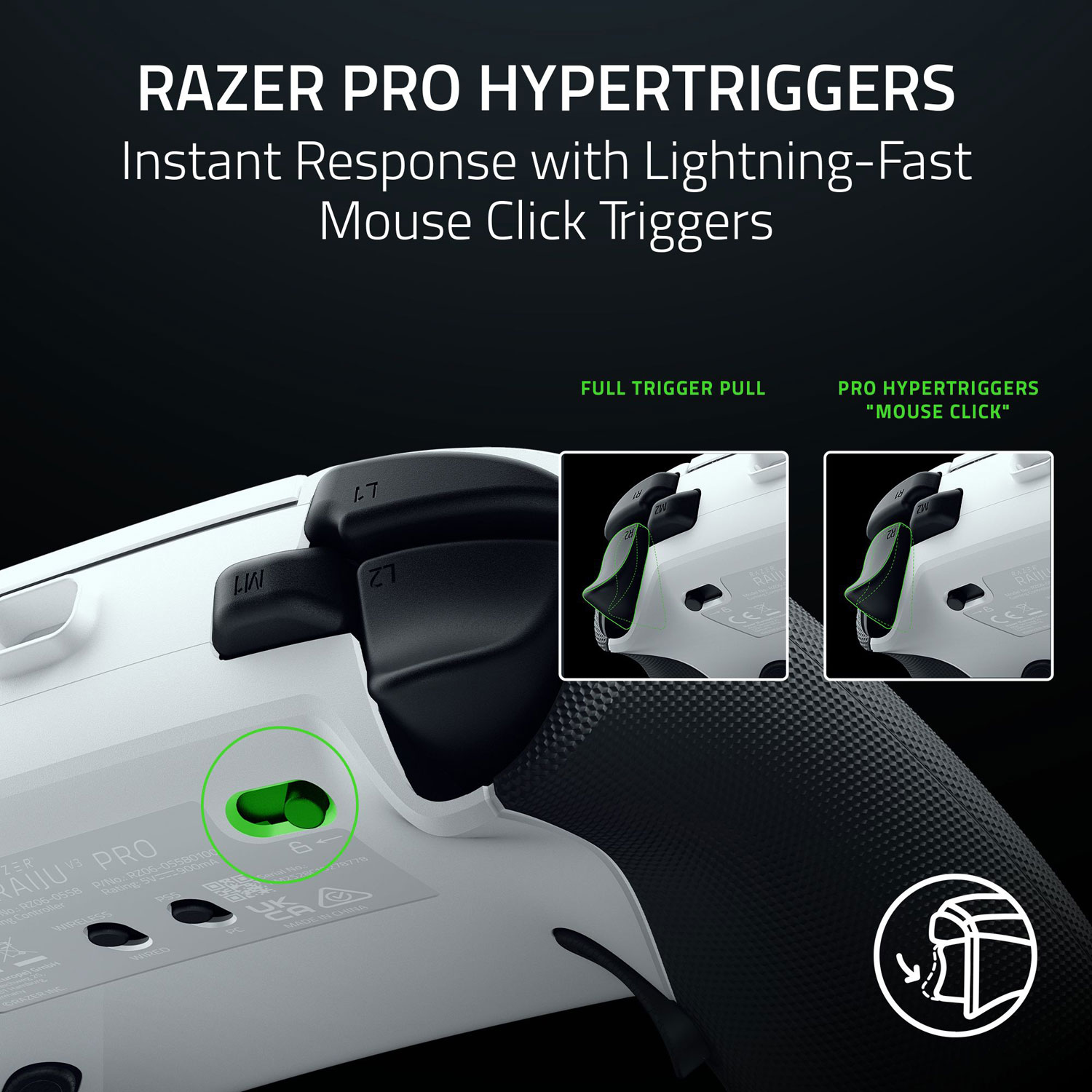 Manette sans fil Raiju V3 Pro de Razer pour PS5/PC - Blanc