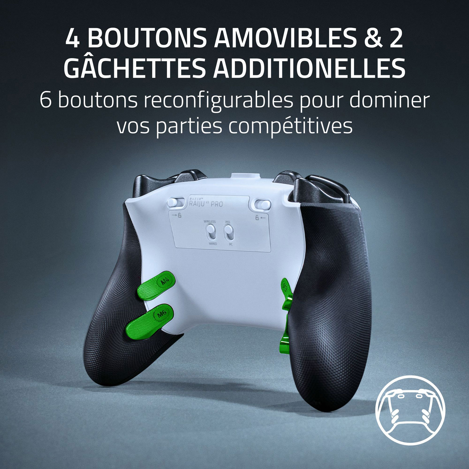 Manette sans fil Raiju V3 Pro de Razer pour PS5/PC - Blanc