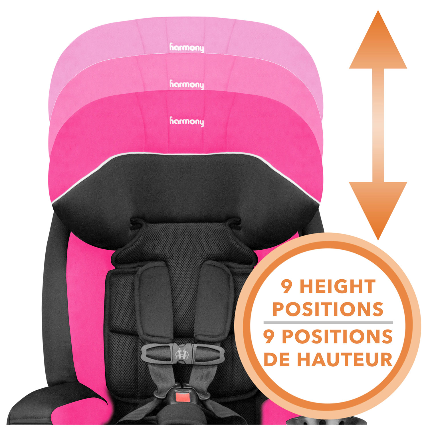 Siège d'auto de luxe 3-en-1 Defender MAX SIP 360 de Harmony - Rose