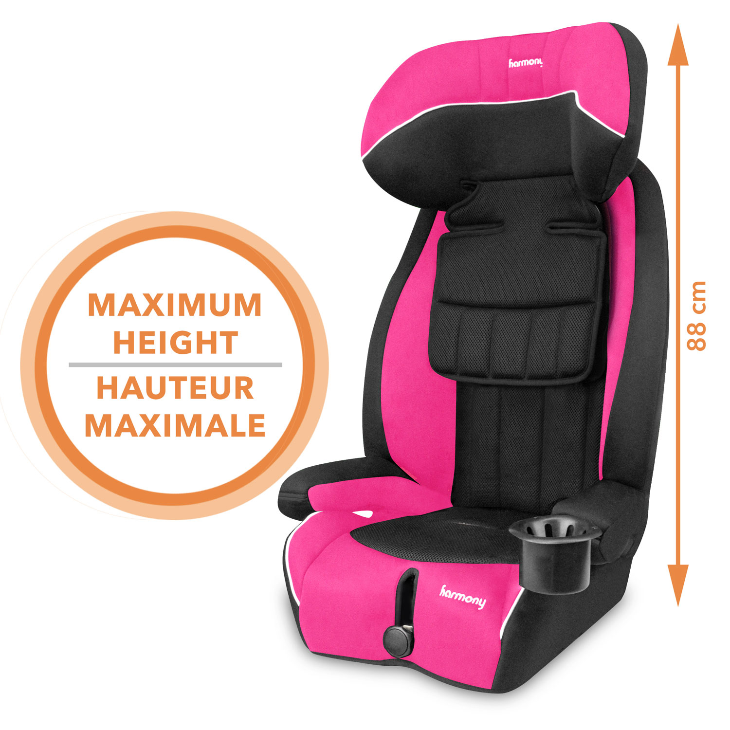 Siège d'auto de luxe 3-en-1 Defender MAX SIP 360 de Harmony - Rose