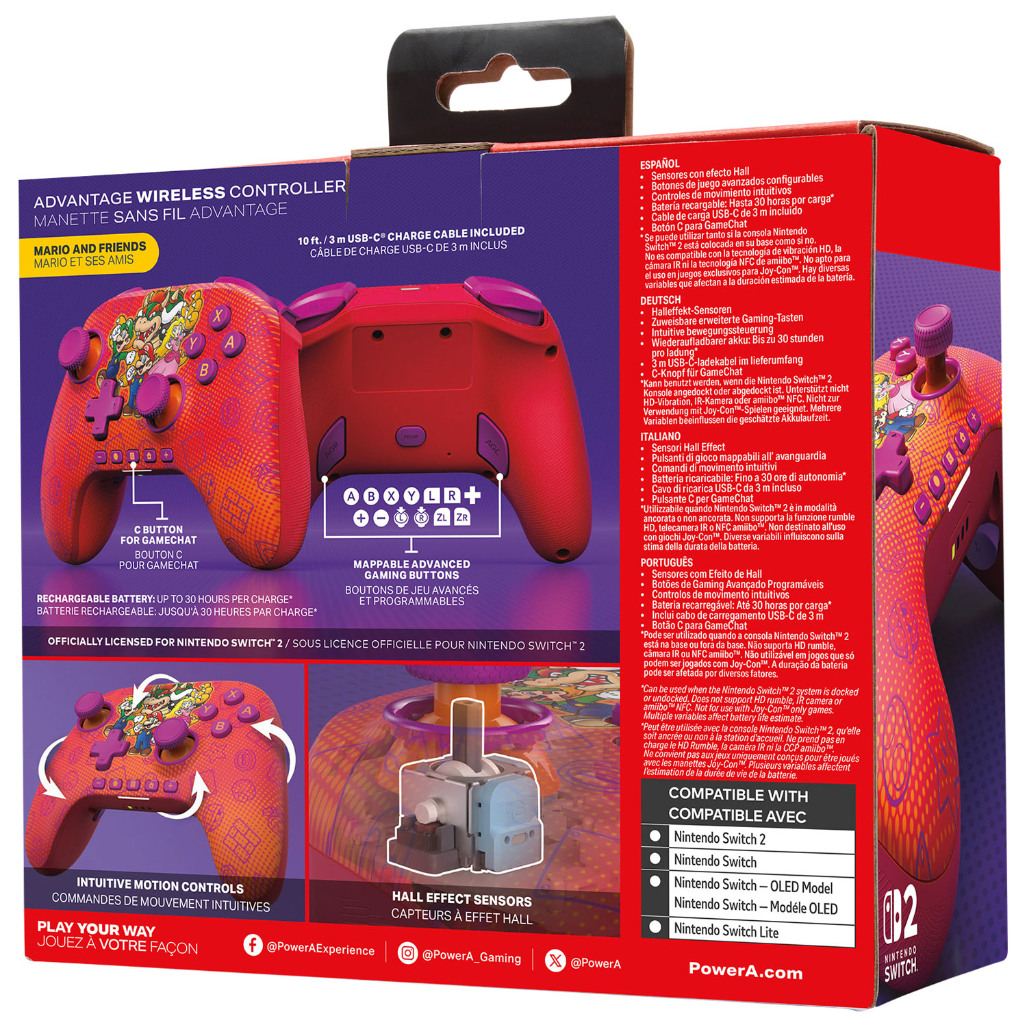PowerA Advantage Wireless Controller for Nintendo Switch 2 - Mario and Friends