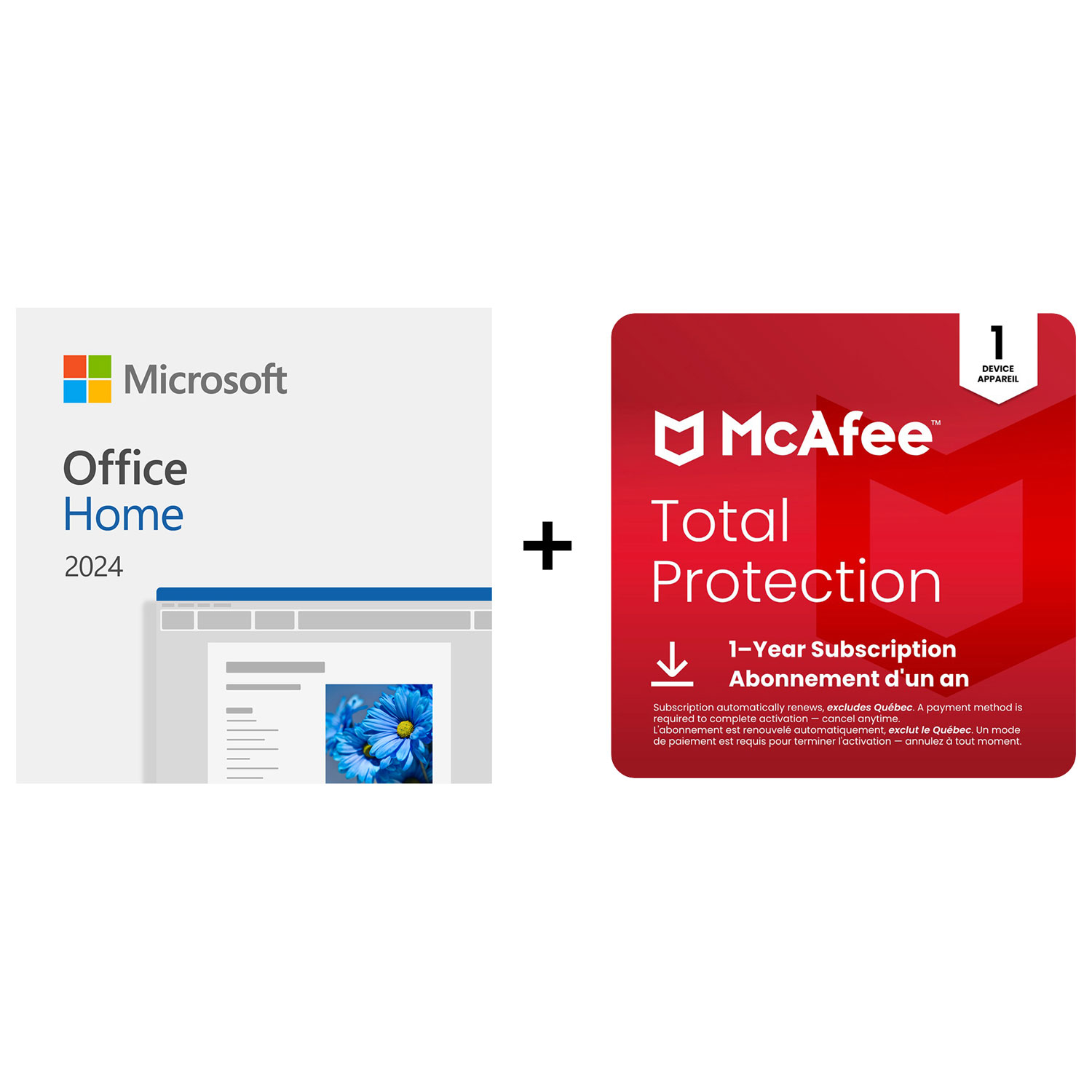 Microsoft Office Famille 2024 et McAfee Total Protection - 1 utilisateur - 1 appareil - Bilingue - Téléchargement numérique