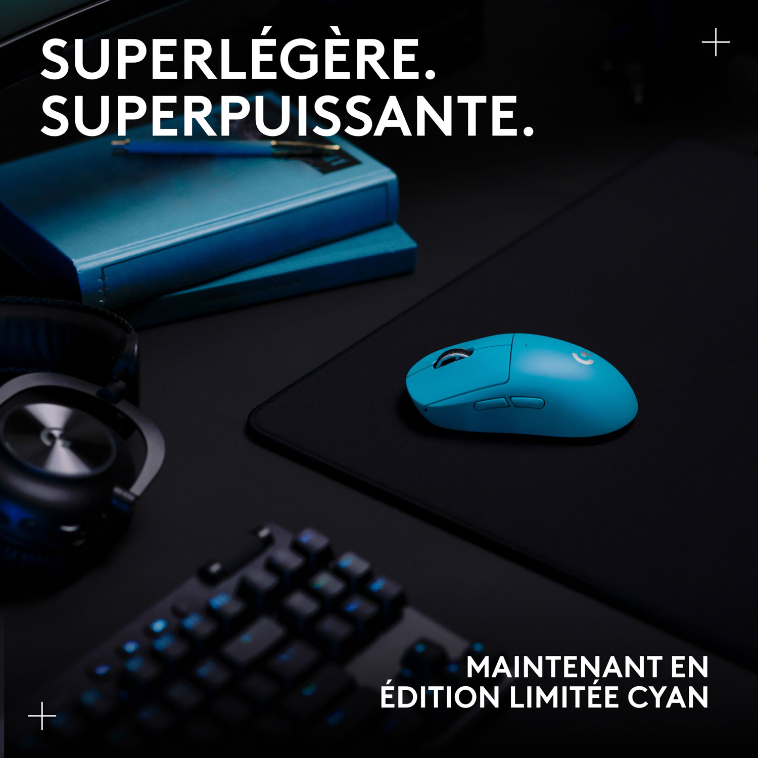 Logitech G PRO X Superlight 2 44000 DPI 8K Polling Wireless HERO 2 Sensor 60g Pro-Grade Mouse - Blue