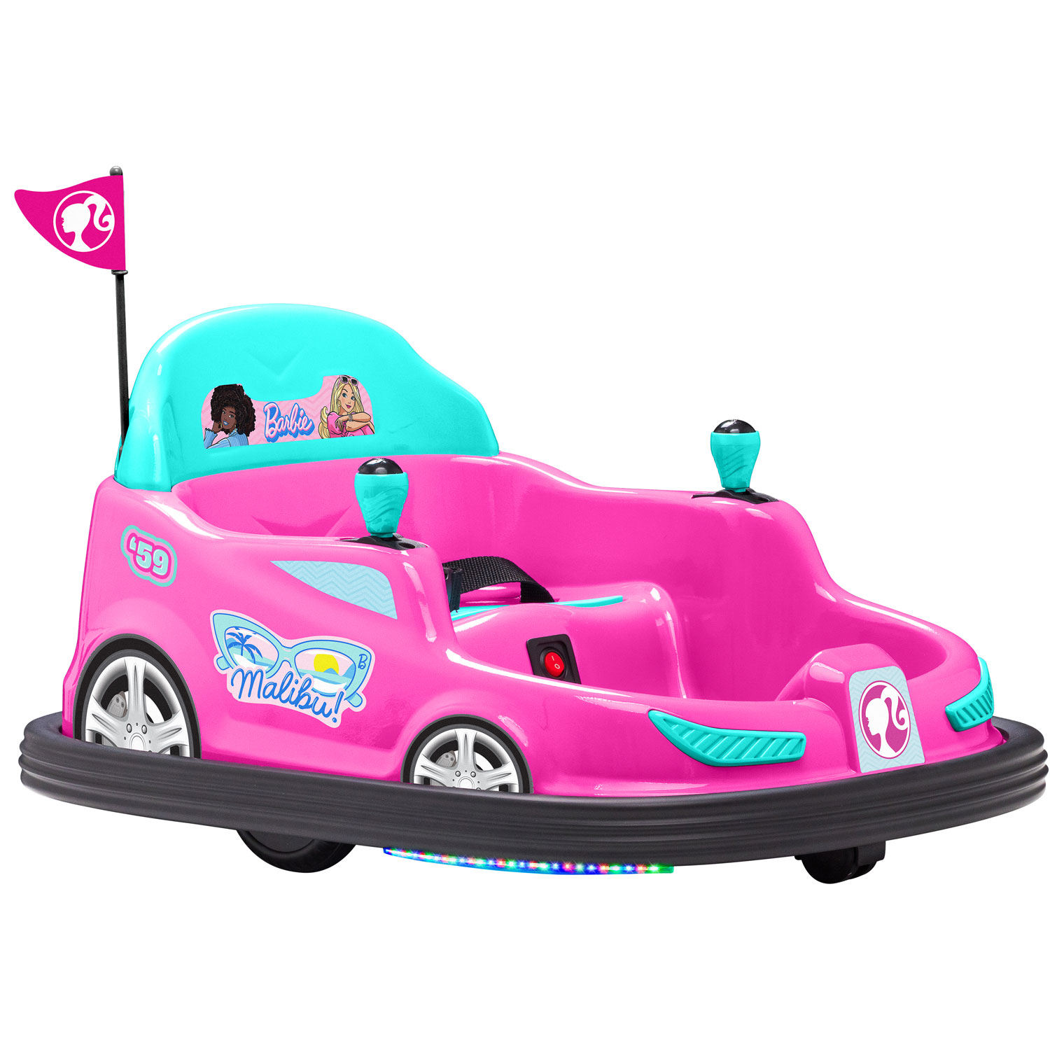 Jouet porteur auto tamponneuse à batterie 6 V Barbie de Flybar - Rose