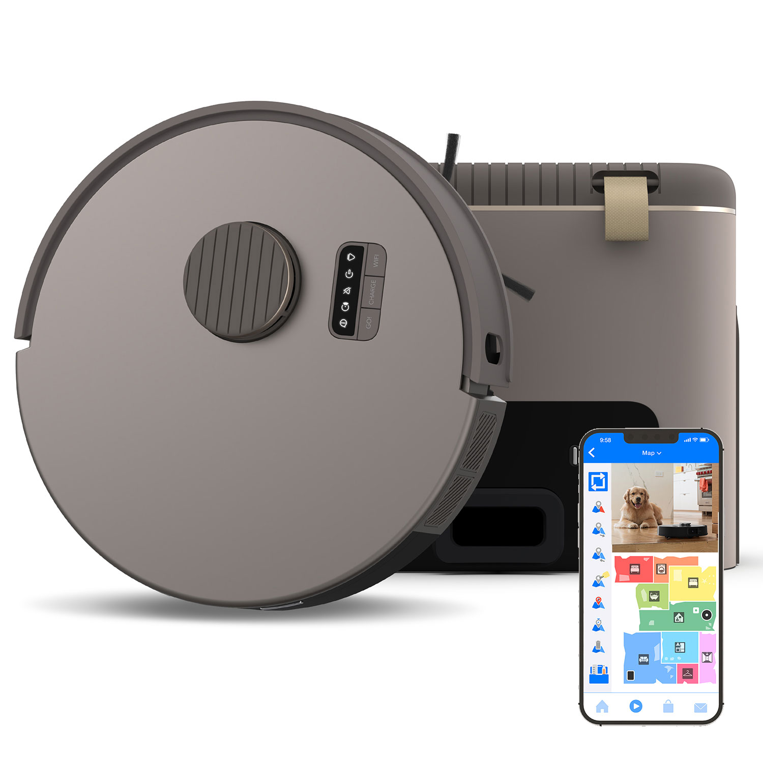 bObsweep Bio WiFi Connected Self-Empty Robot Vacuum & Mop - Riverstone