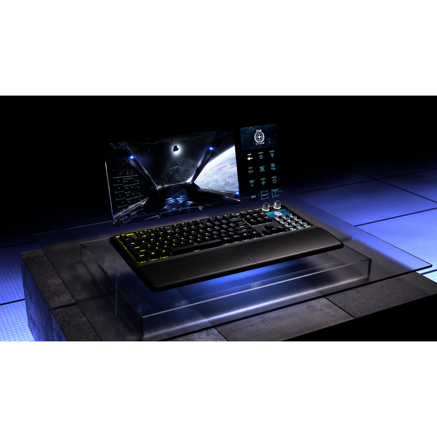 Clavier de jeu mécanique rétroéclairé à commutateurs linéaires mécaniques prélubrifiés MLX Pulse Galleon 100 SD de Corsair avec boutons Stream Deck