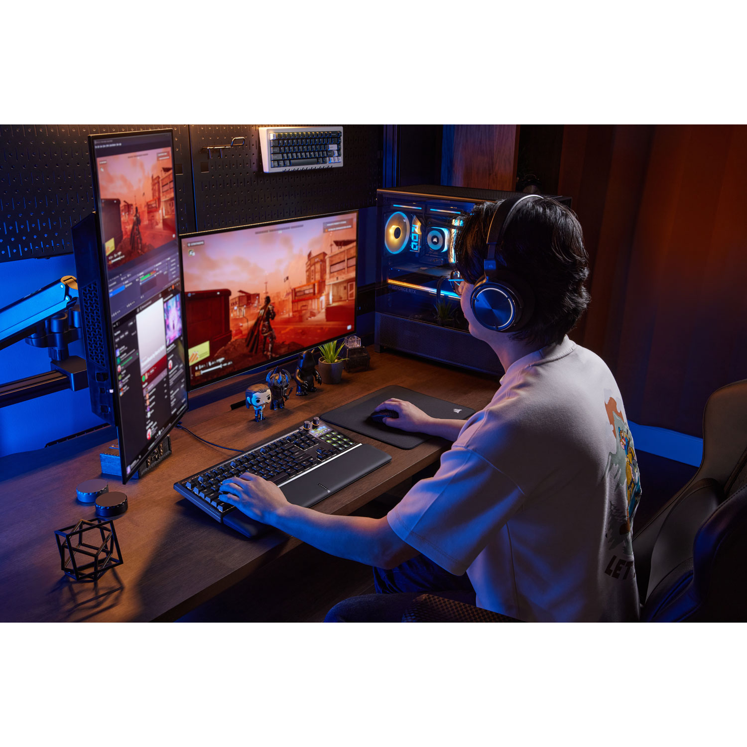 Clavier de jeu mécanique rétroéclairé à commutateurs linéaires mécaniques prélubrifiés MLX Pulse Galleon 100 SD de Corsair avec boutons Stream Deck