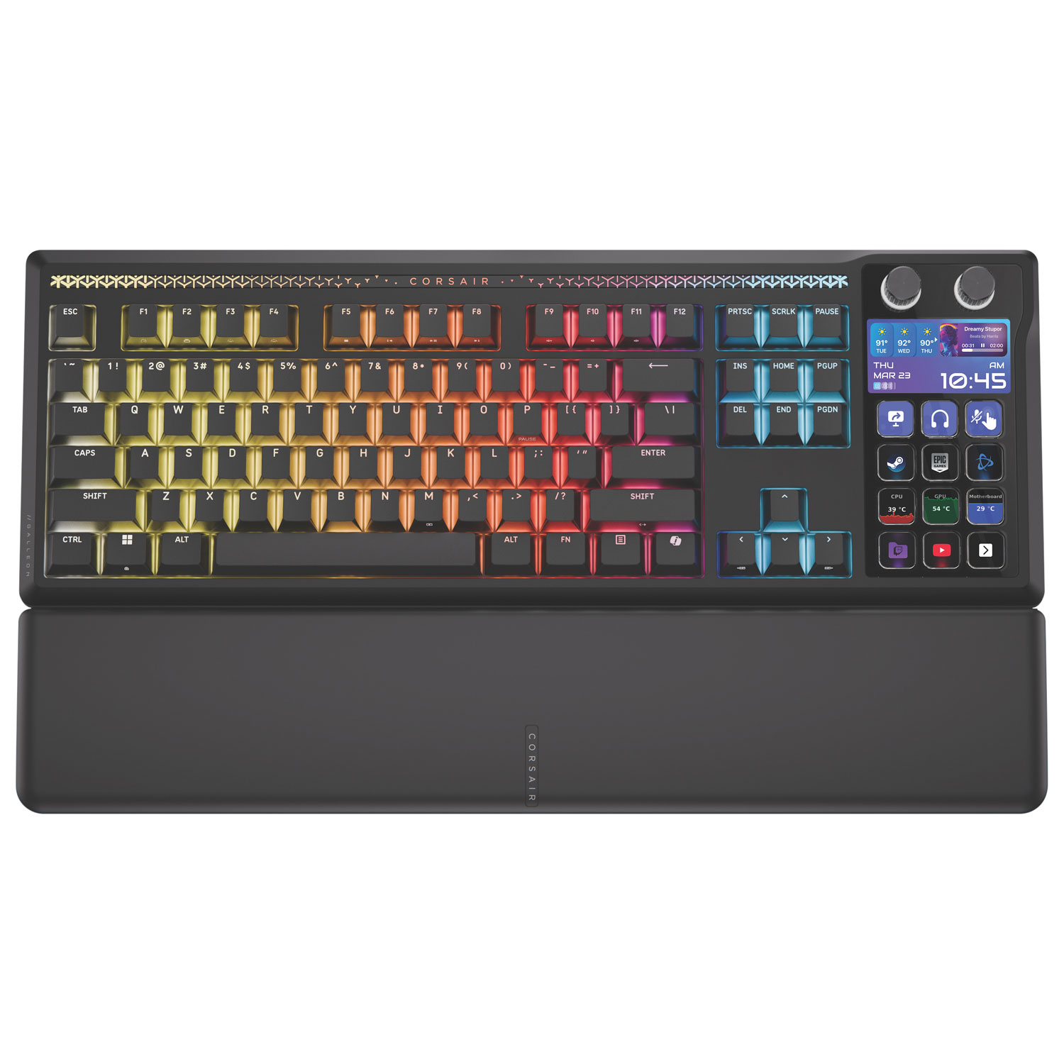 Clavier de jeu mécanique rétroéclairé à commutateurs linéaires mécaniques prélubrifiés MLX Pulse Galleon 100 SD de Corsair avec boutons Stream Deck