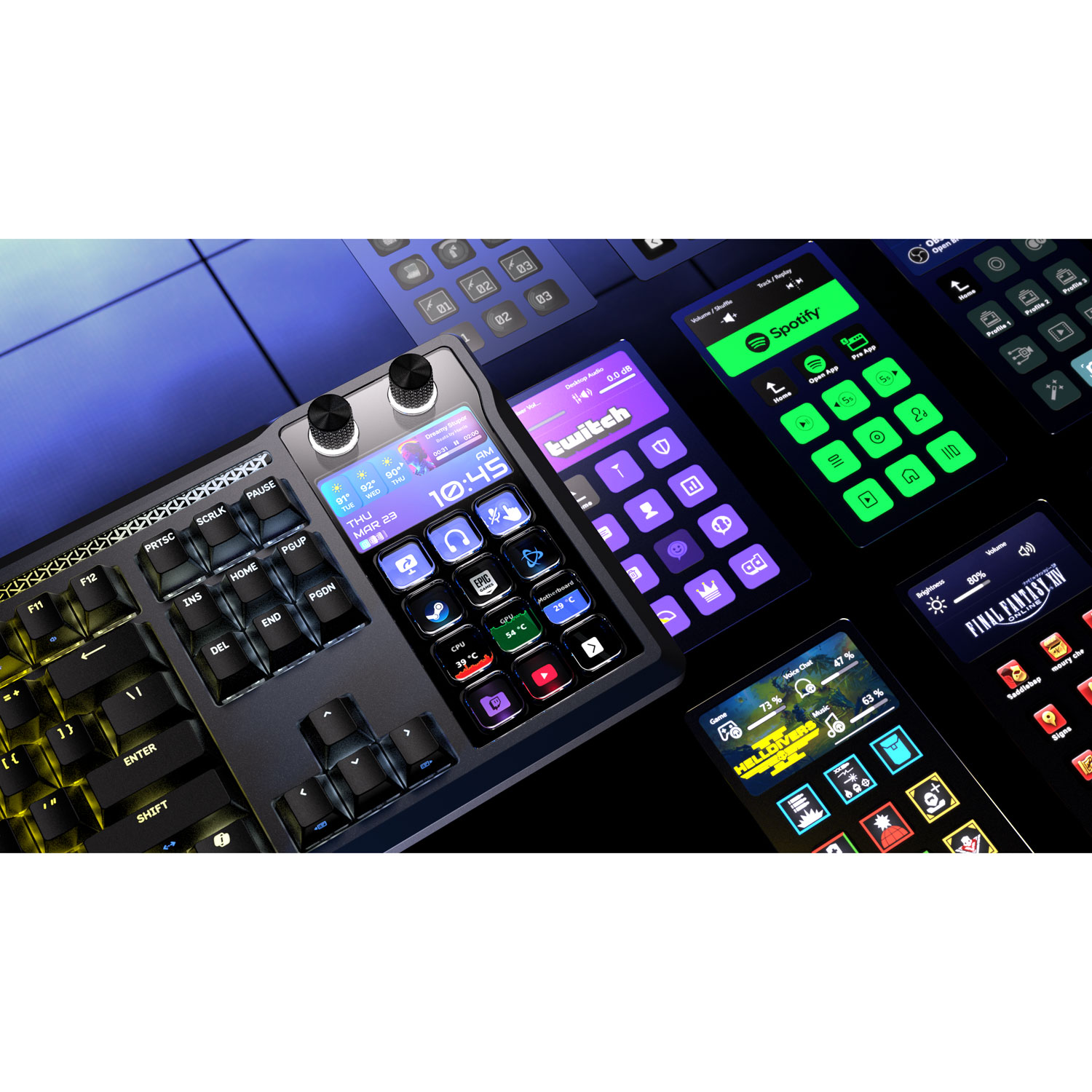 Clavier de jeu mécanique rétroéclairé à commutateurs linéaires mécaniques prélubrifiés MLX Pulse Galleon 100 SD de Corsair avec boutons Stream Deck