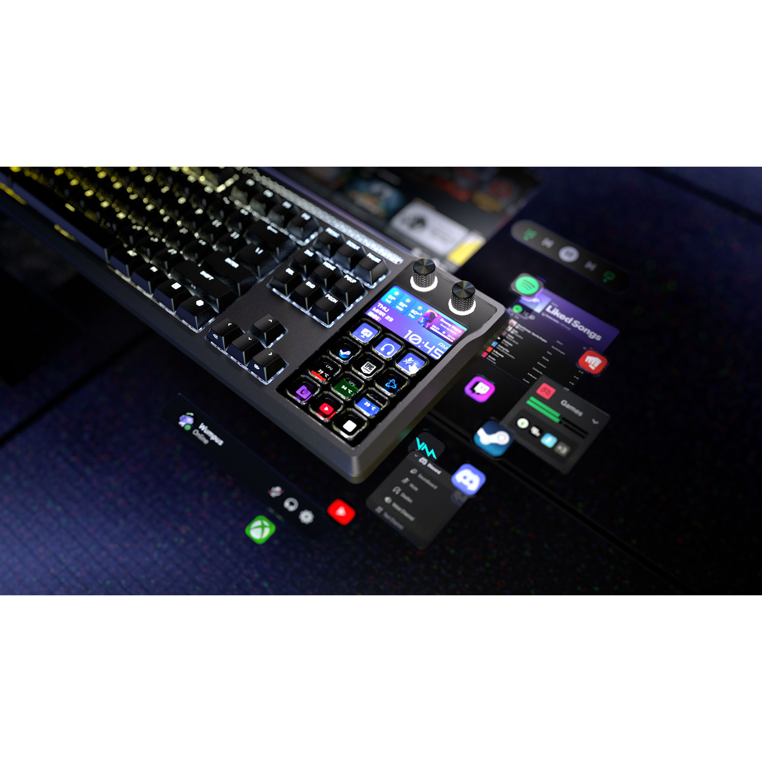 Clavier de jeu mécanique rétroéclairé à commutateurs linéaires mécaniques prélubrifiés MLX Pulse Galleon 100 SD de Corsair avec boutons Stream Deck