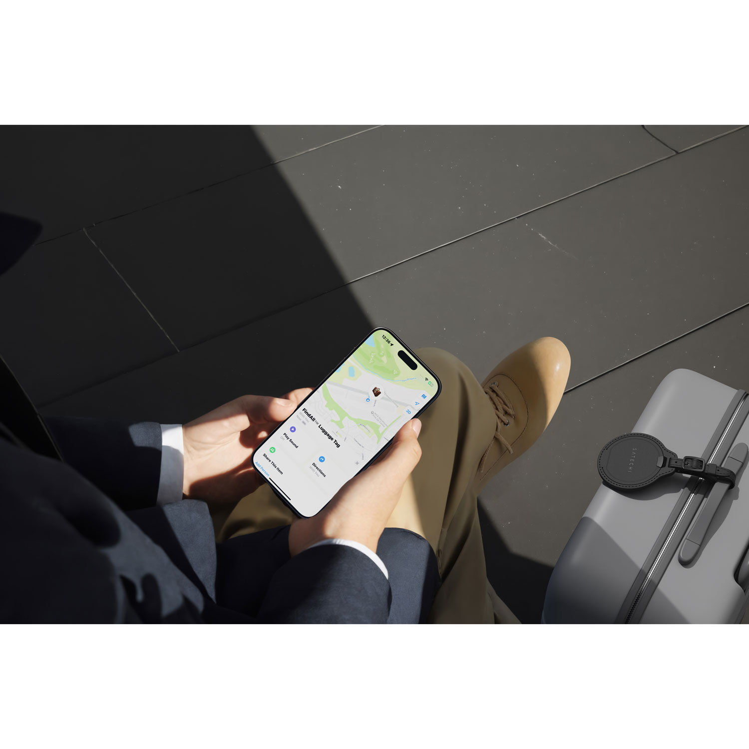 Satechi FindAll Vegan-Leather Bluetooth Tracker Luggage Tag - Black