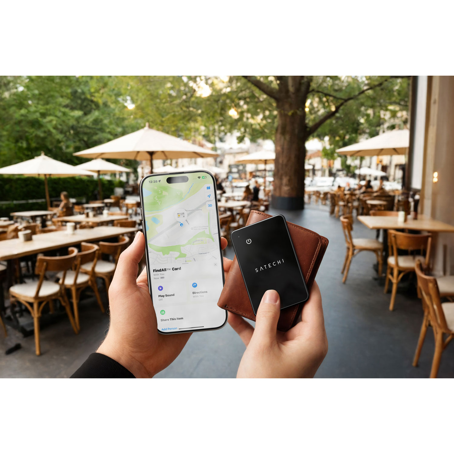 Satechi FindAll Wallet Tracker with Apple find my & Qi Charging - Black