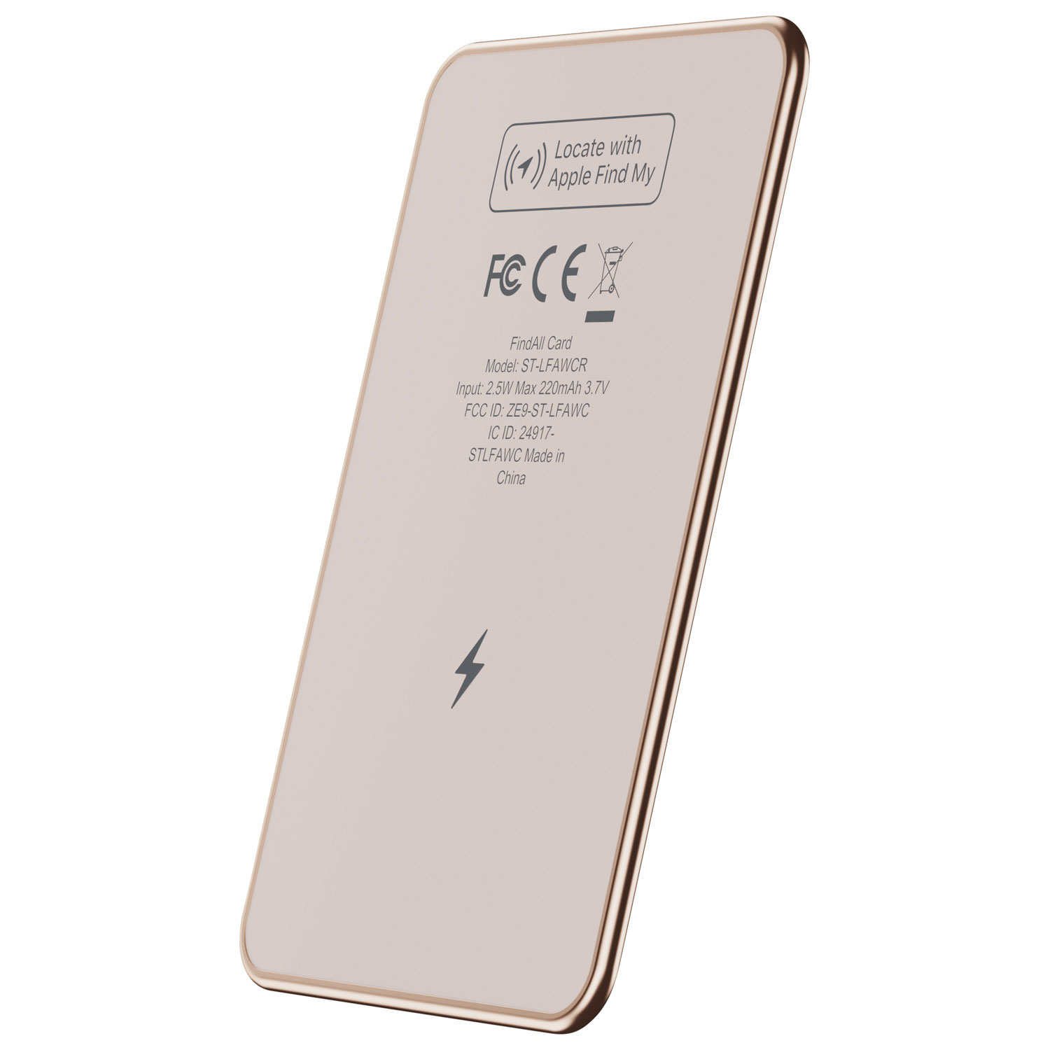 Dispositif de repérage de portefeuille FindAll avec Localiser d'Apple et chargement Qi de Satechi - Rose du désert