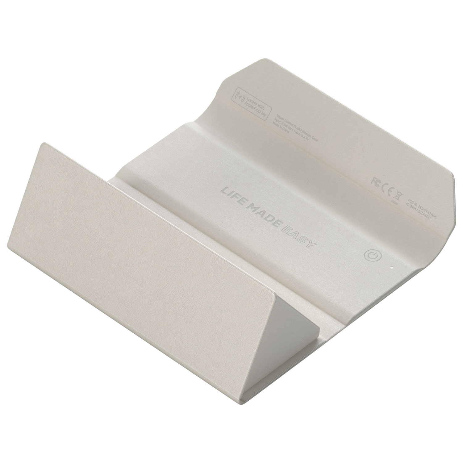 Étui à lunettes de repérage en cuir végétalien avec chargement Qi FindAll de Satechi - Sable