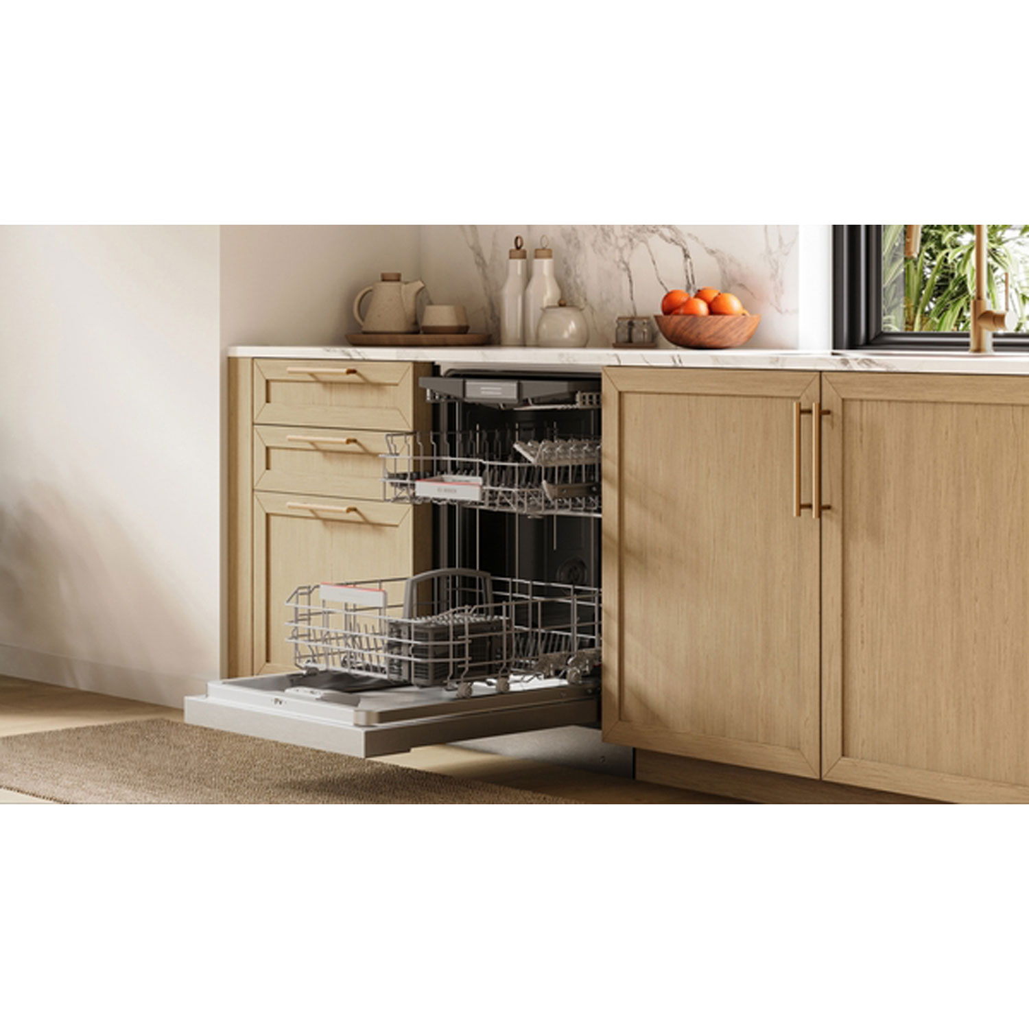 Lave-vaisselle encastrable 24 po 42 dB avec cuve en inox et 3e panier série 800 de Bosch - Inox