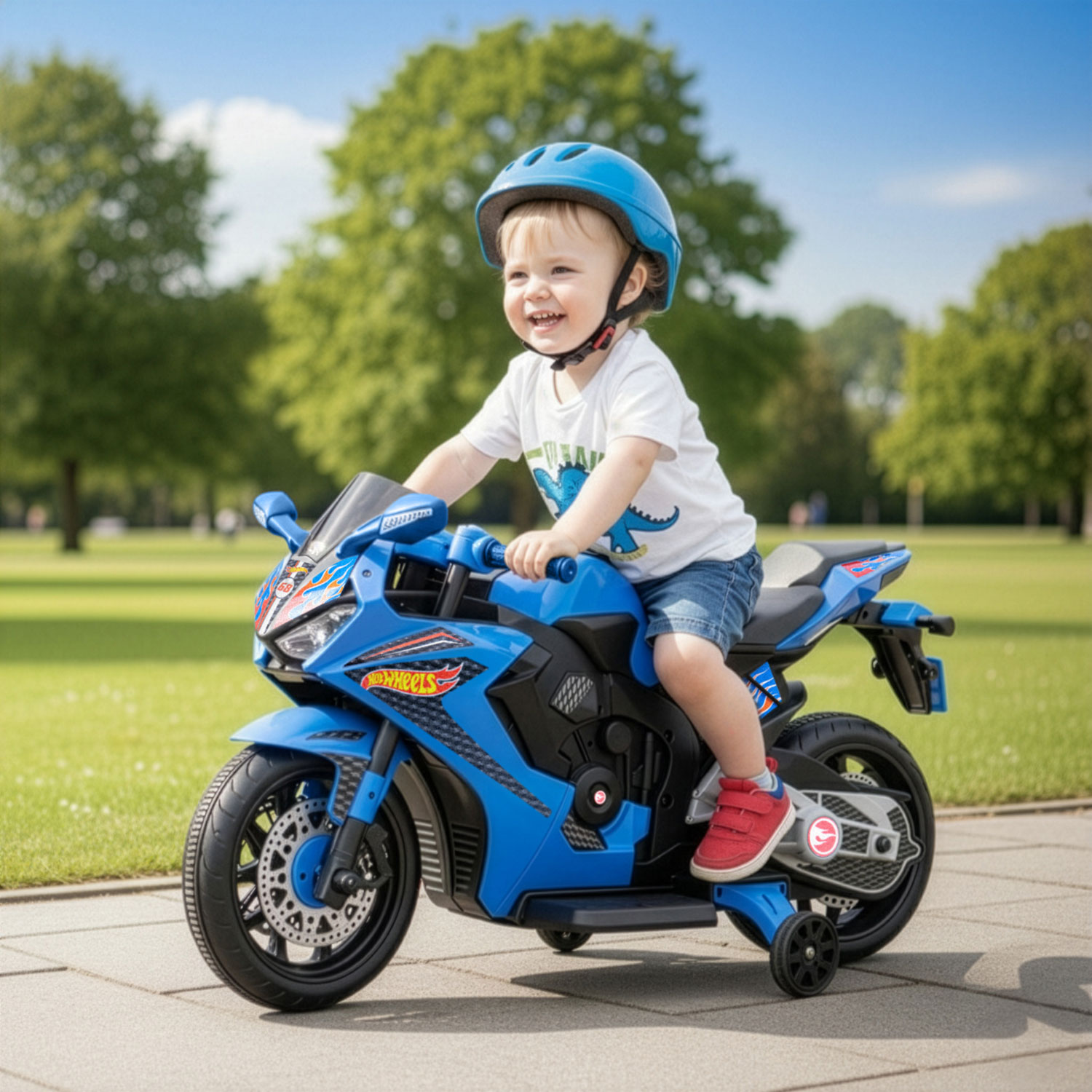 Moto porteuse 6 V Hot Wheels de Flybar - Bleu