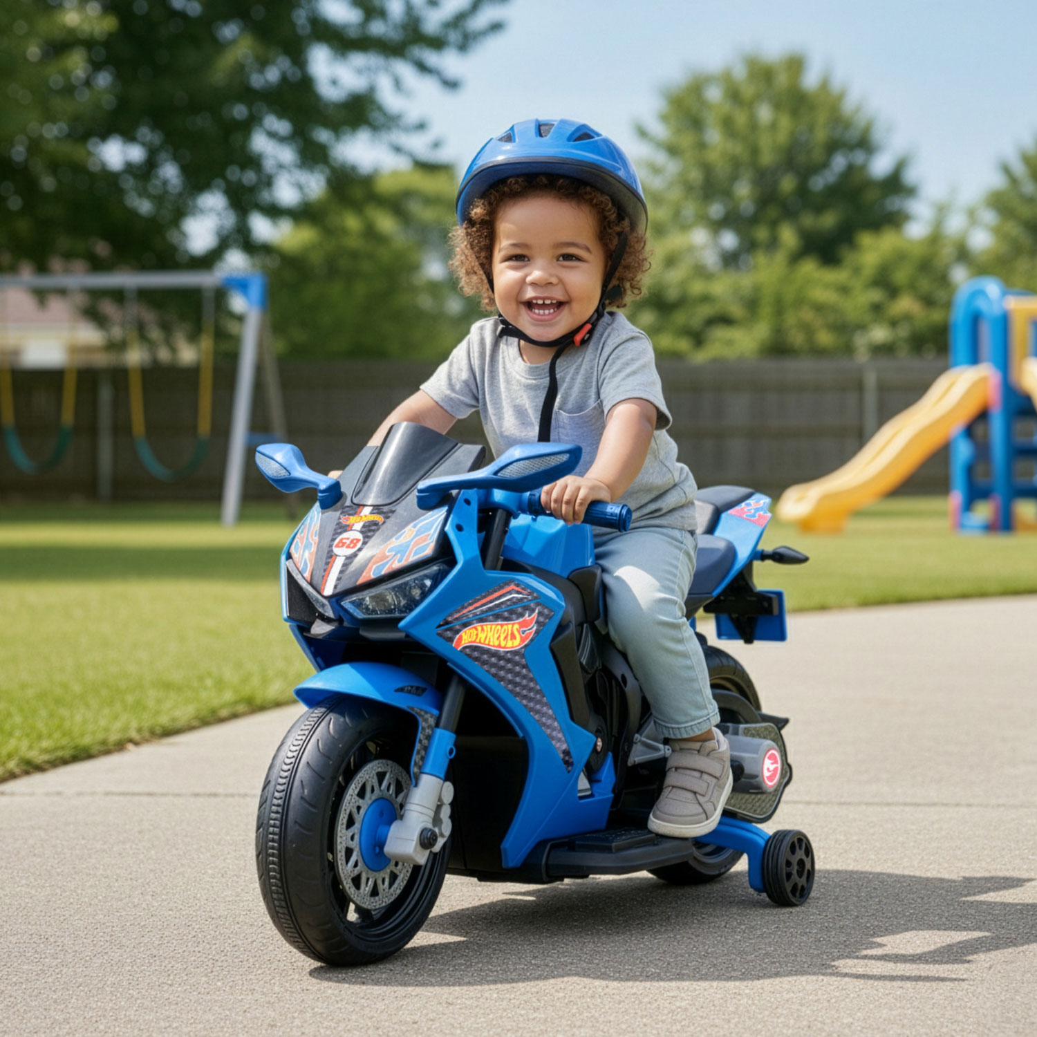 Moto porteuse 6 V Hot Wheels de Flybar - Bleu