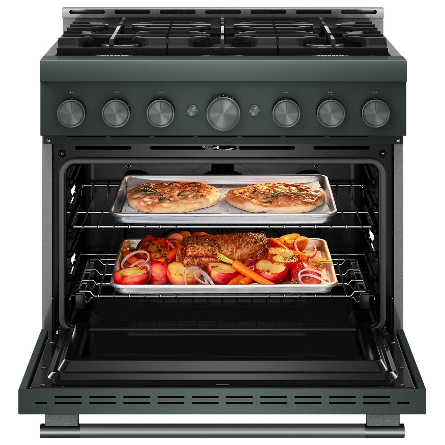 KitchenAid 36" 5.1 Cu. Ft. True Convection 6-Burner Freestanding Gas Air Fry Range - Juniper