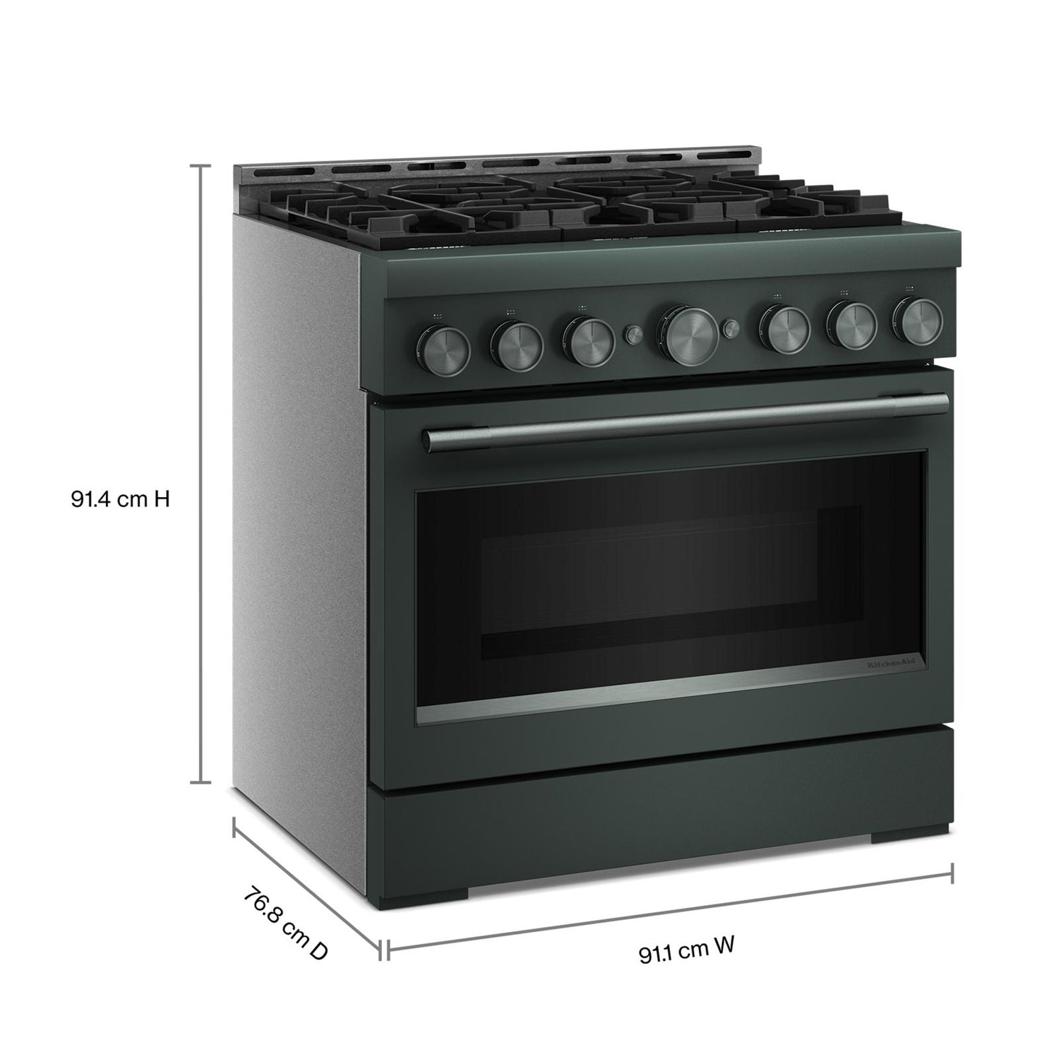 KitchenAid 36" 5.1 Cu. Ft. True Convection 6-Burner Freestanding Gas Air Fry Range - Juniper