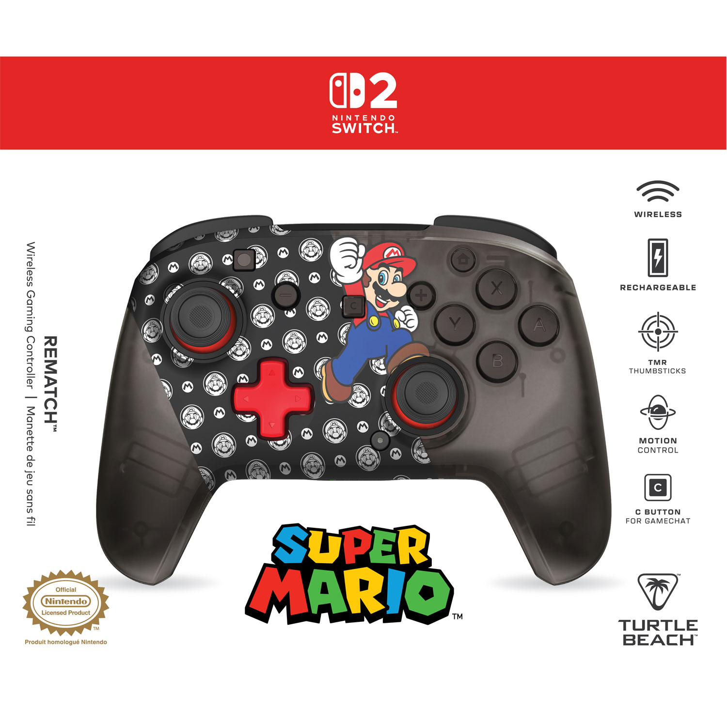 Turtle Beach Rematch Wireless Gaming Controller for Nintendo Switch/Switch 2 - Super Mario Jump