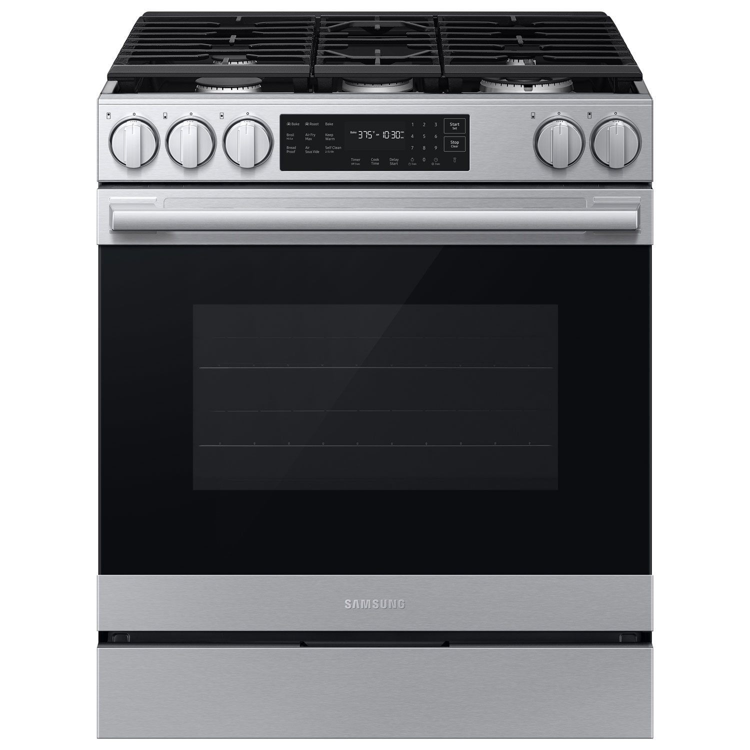 Samsung 30" 6.0 Cu. Ft. Vrai Convection 5-Burner Gamme de gaz à glissière (NSG80H60SRAA) - Acier inoxydable