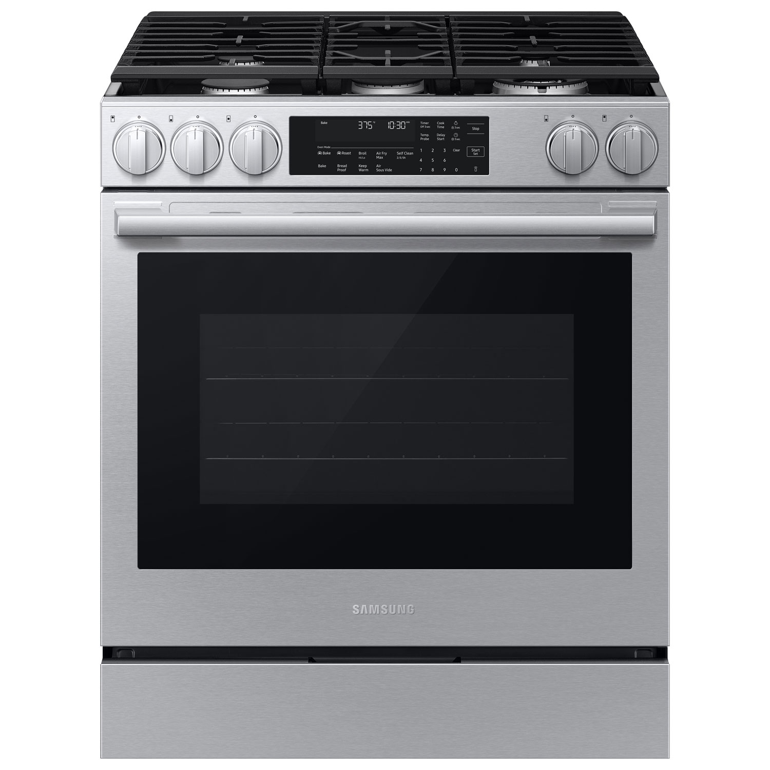 Samsung BESPOKE 30" 6 Cu. Ft. True Convection 5-Burner Slide-In Gas Range (NSG90H60SRAA) - Stainless Steel