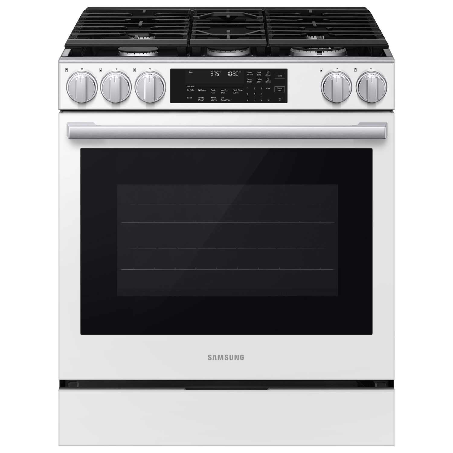 Samsung BESPOKE 30" 6 Cu. Ft. True Convection 5-Burner Slide-In Gas Range (NSG90H60SWAA) - White