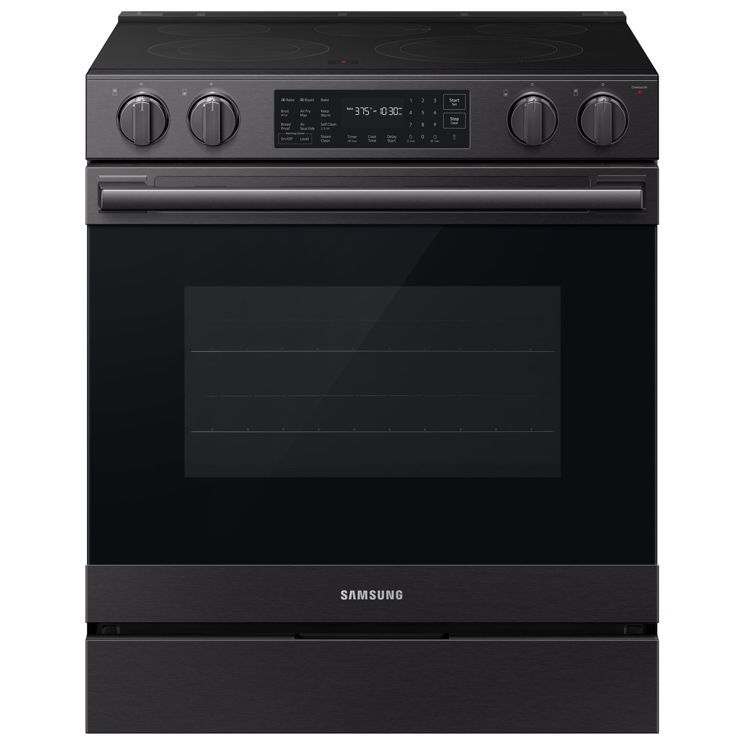 Samsung BESPOKE 30" 6.3 Cu. Ft. True Convection Smooth Top Slide-In Electric Range (NSE80H63SEAC) - Matte Black Stainless