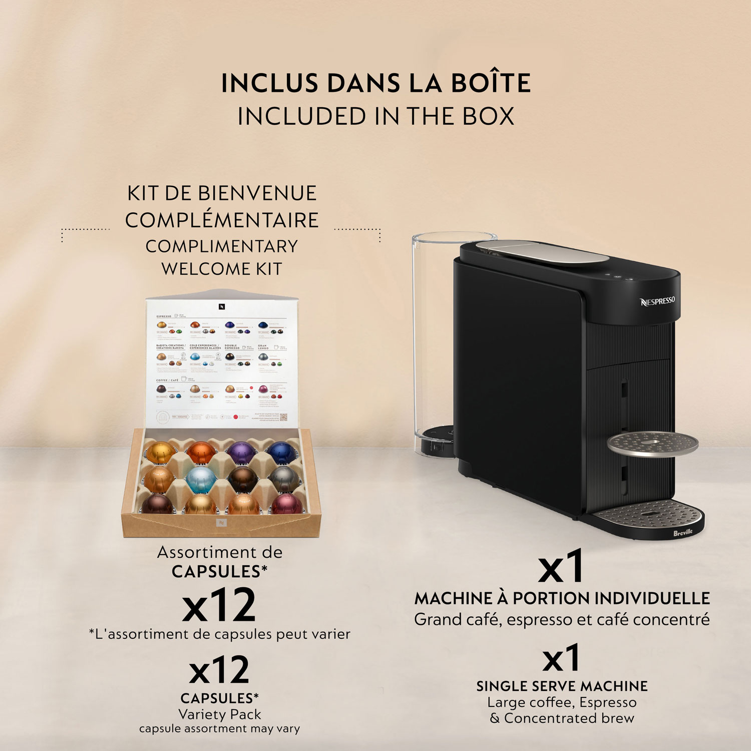 Nespresso Vertuo Up Pod Coffee and Espresso Machine by Breville - Ink Black