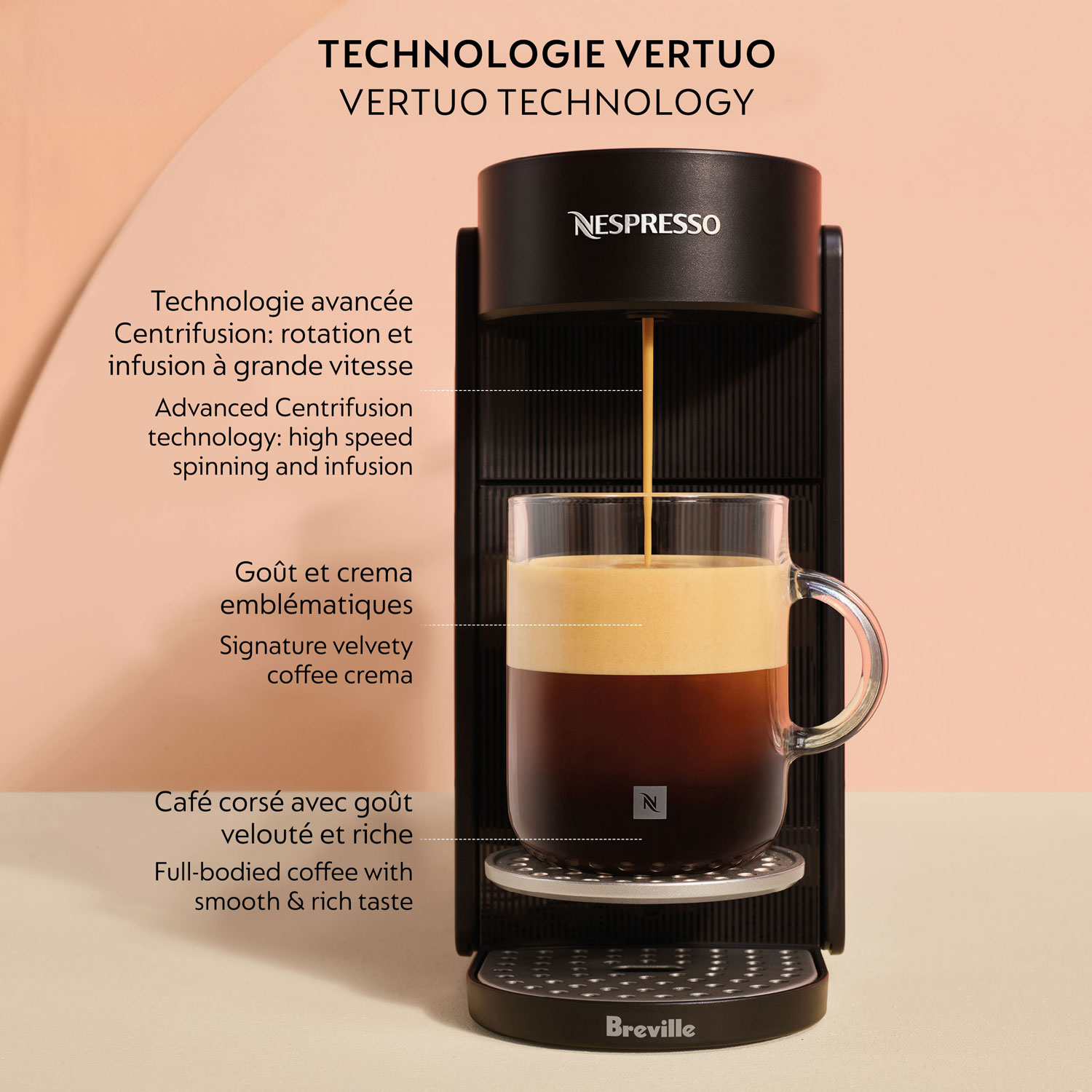 Nespresso Vertuo Up Pod Coffee and Espresso Machine by Breville - Ink Black