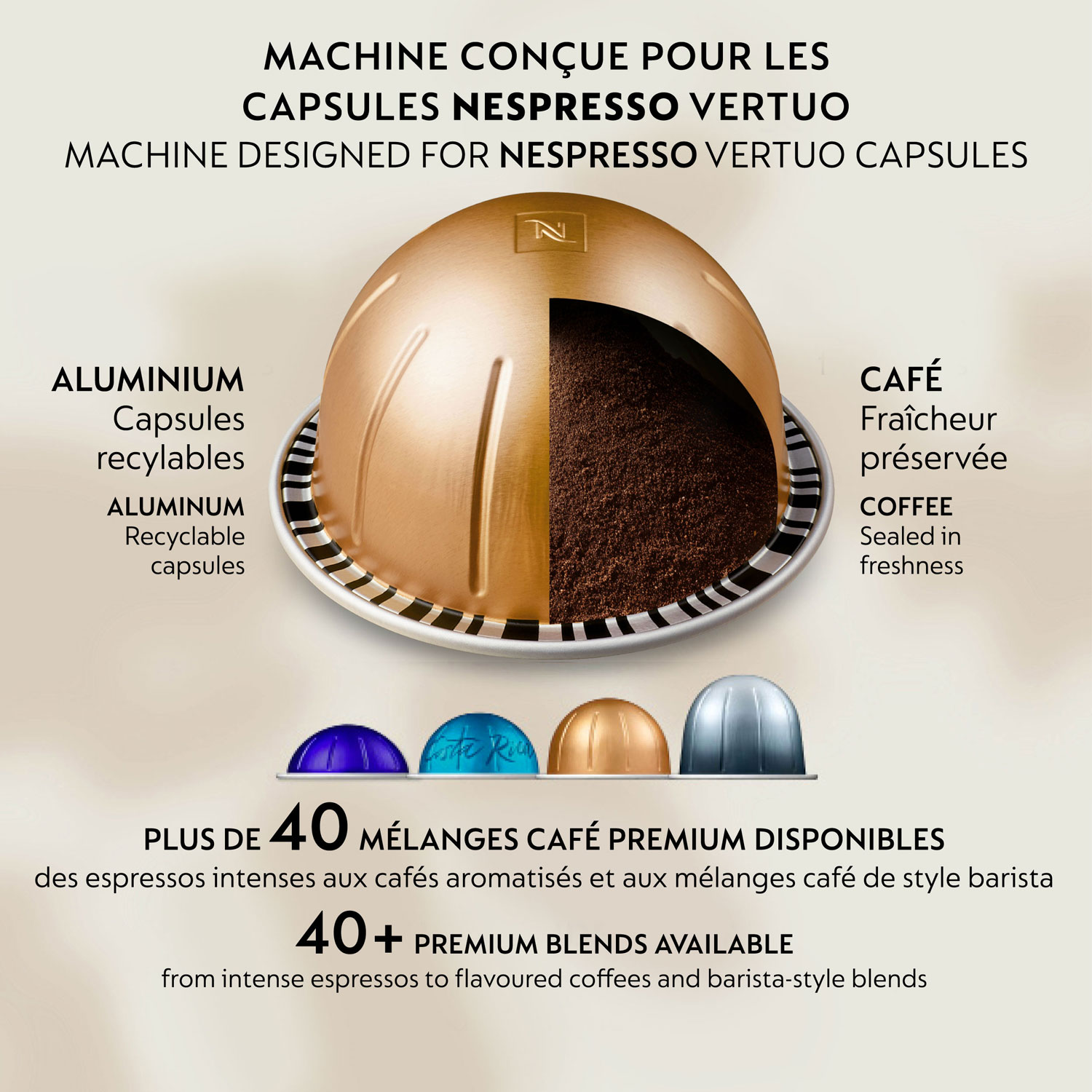 Nespresso Vertuo Up Pod Coffee and Espresso Machine by Breville - Ink Black