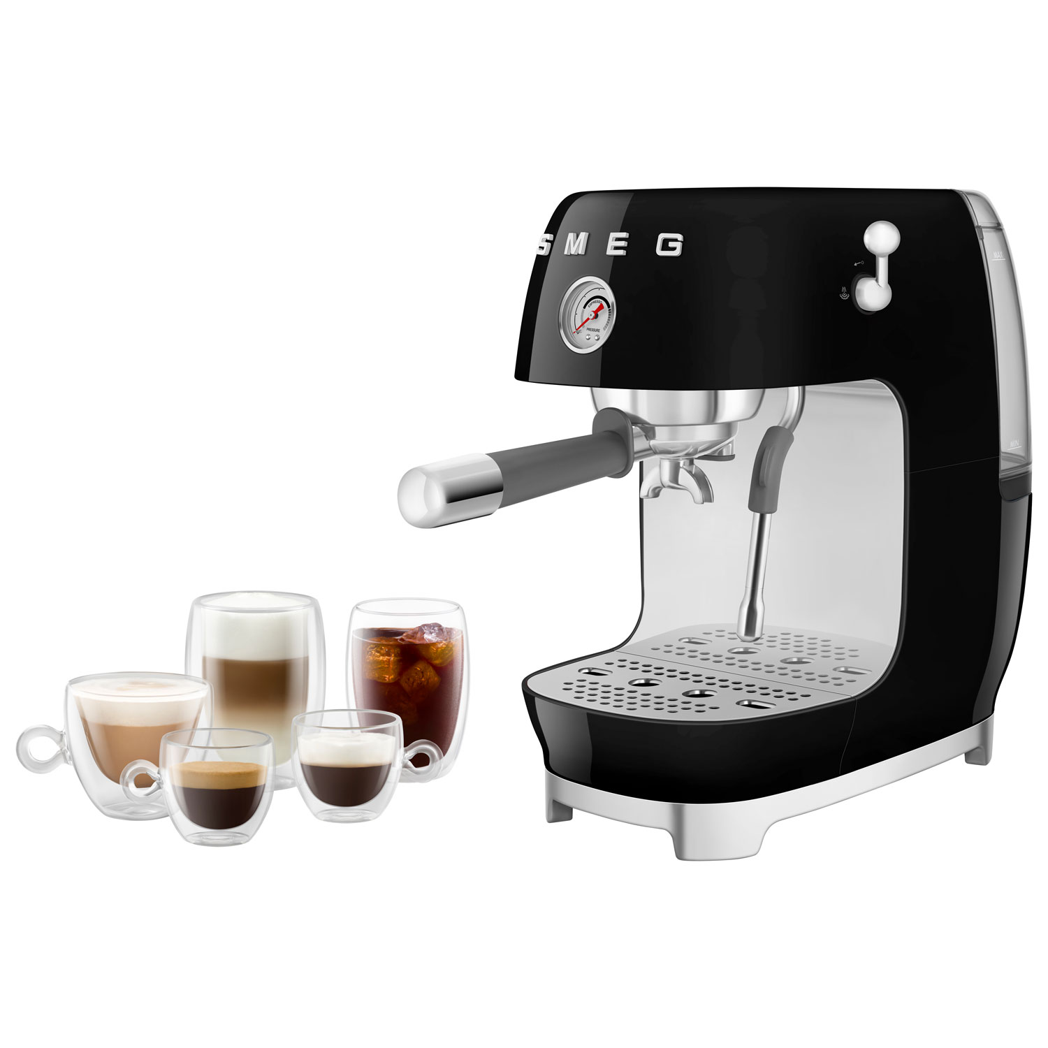 Smeg Manual Espresso Machine with Cold Brew - Black